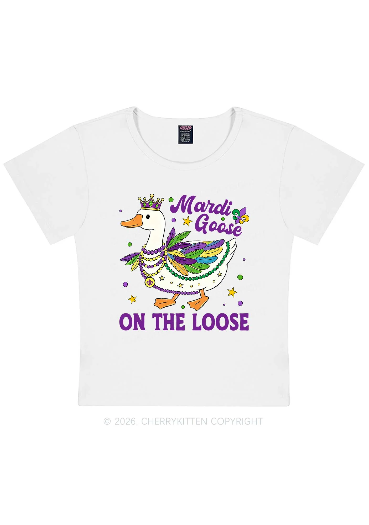 Mardi Goose On The Loose Y2K Baby Tee Cherrykitten - Image 4