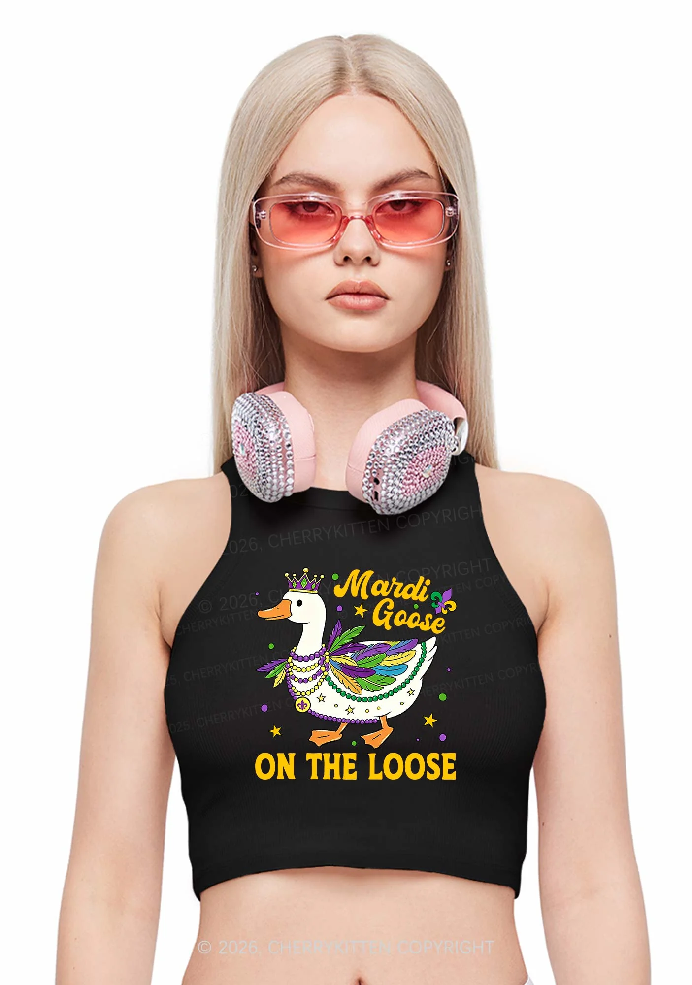 Mardi Goose On The Loose Y2K Crop Tank Top Cherrykitten - Image 2
