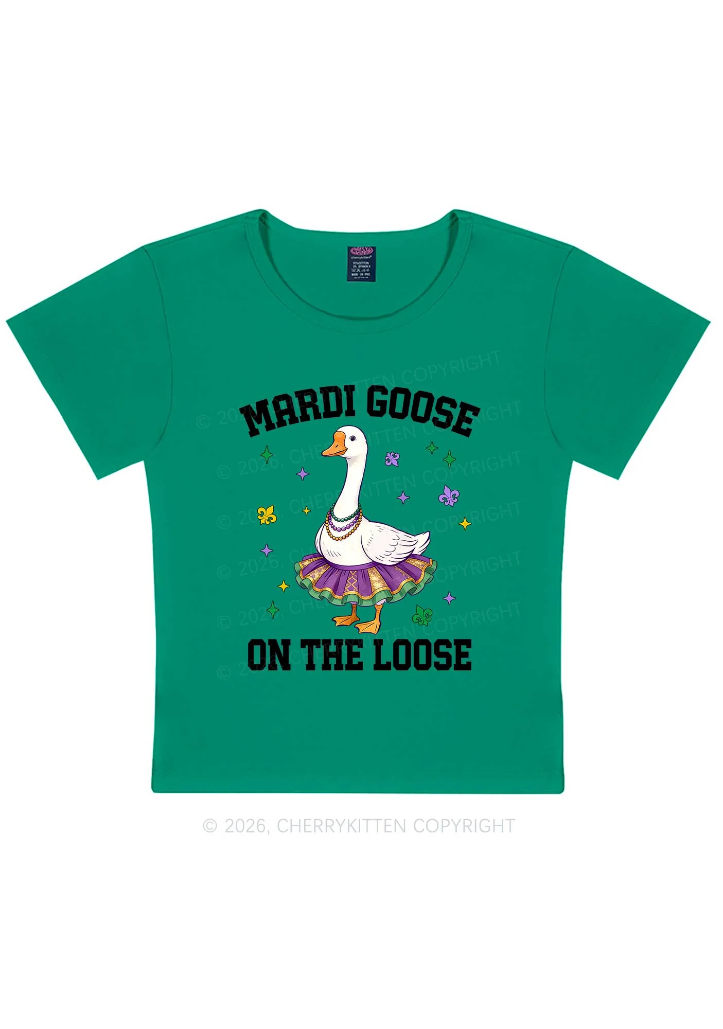 Mardi Gras Goose Y2K Baby Tee Cherrykitten - Image 10