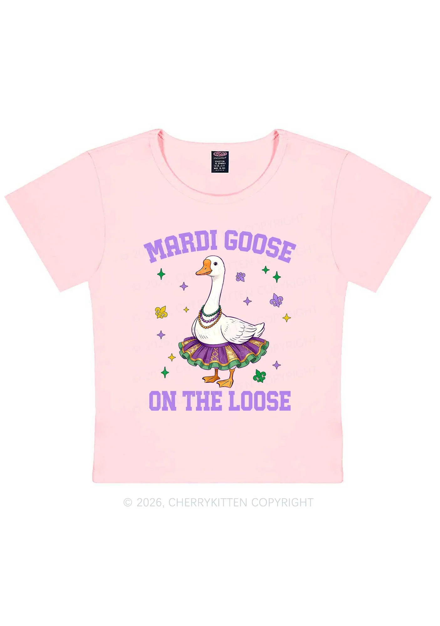 Mardi Gras Goose Y2K Baby Tee Cherrykitten - Image 11