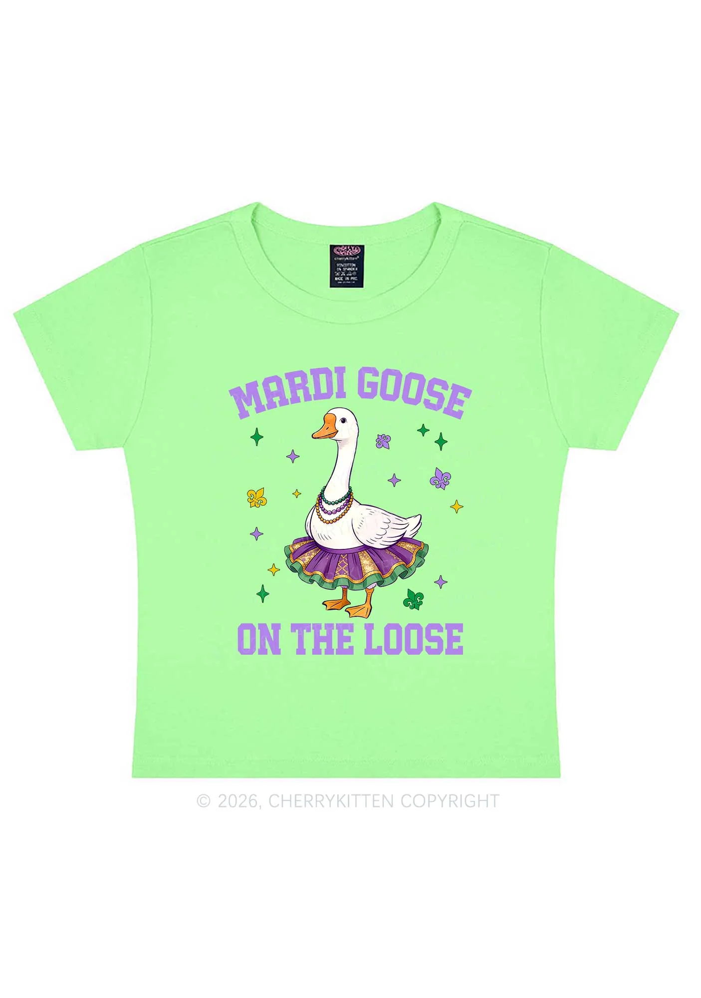 Mardi Gras Goose Y2K Baby Tee Cherrykitten - Image 12