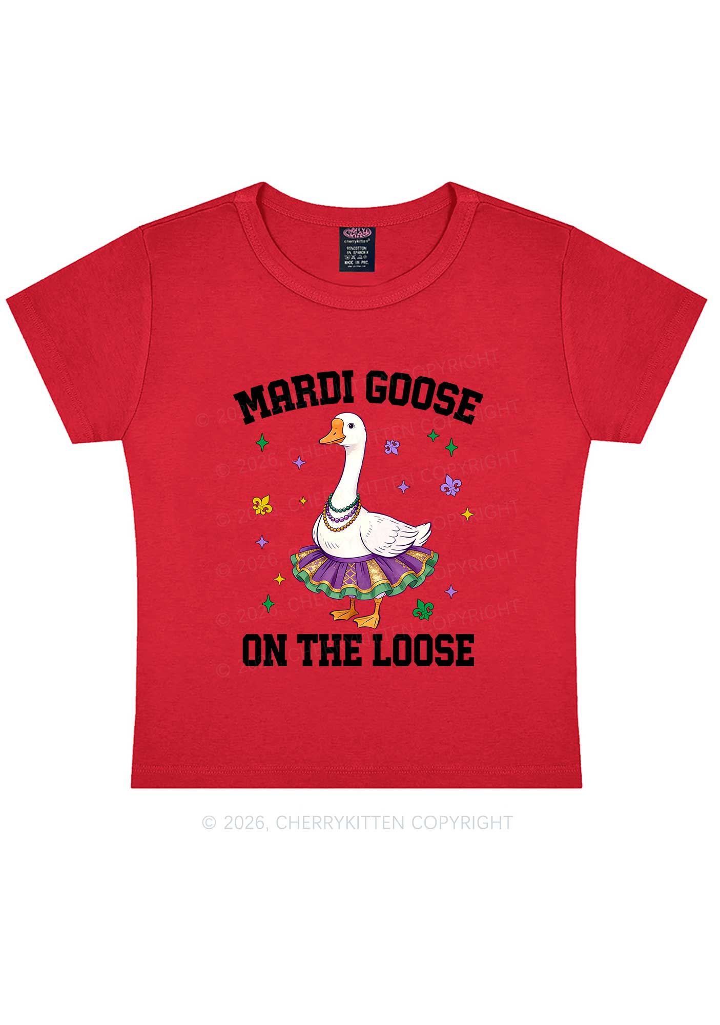 Mardi Gras Goose Y2K Baby Tee Cherrykitten - Image 3