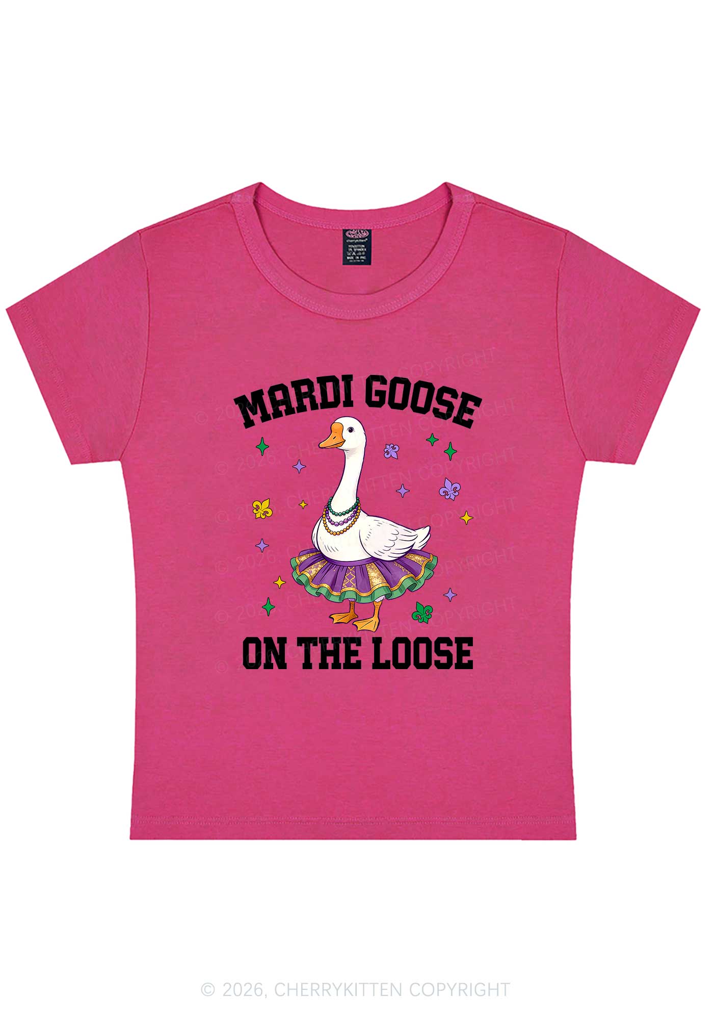 Mardi Gras Goose Y2K Baby Tee Cherrykitten - Image 5