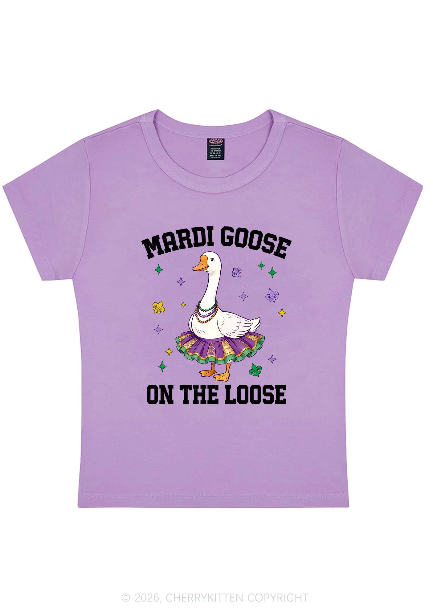 Mardi Gras Goose Y2K Baby Tee Cherrykitten - Image 6