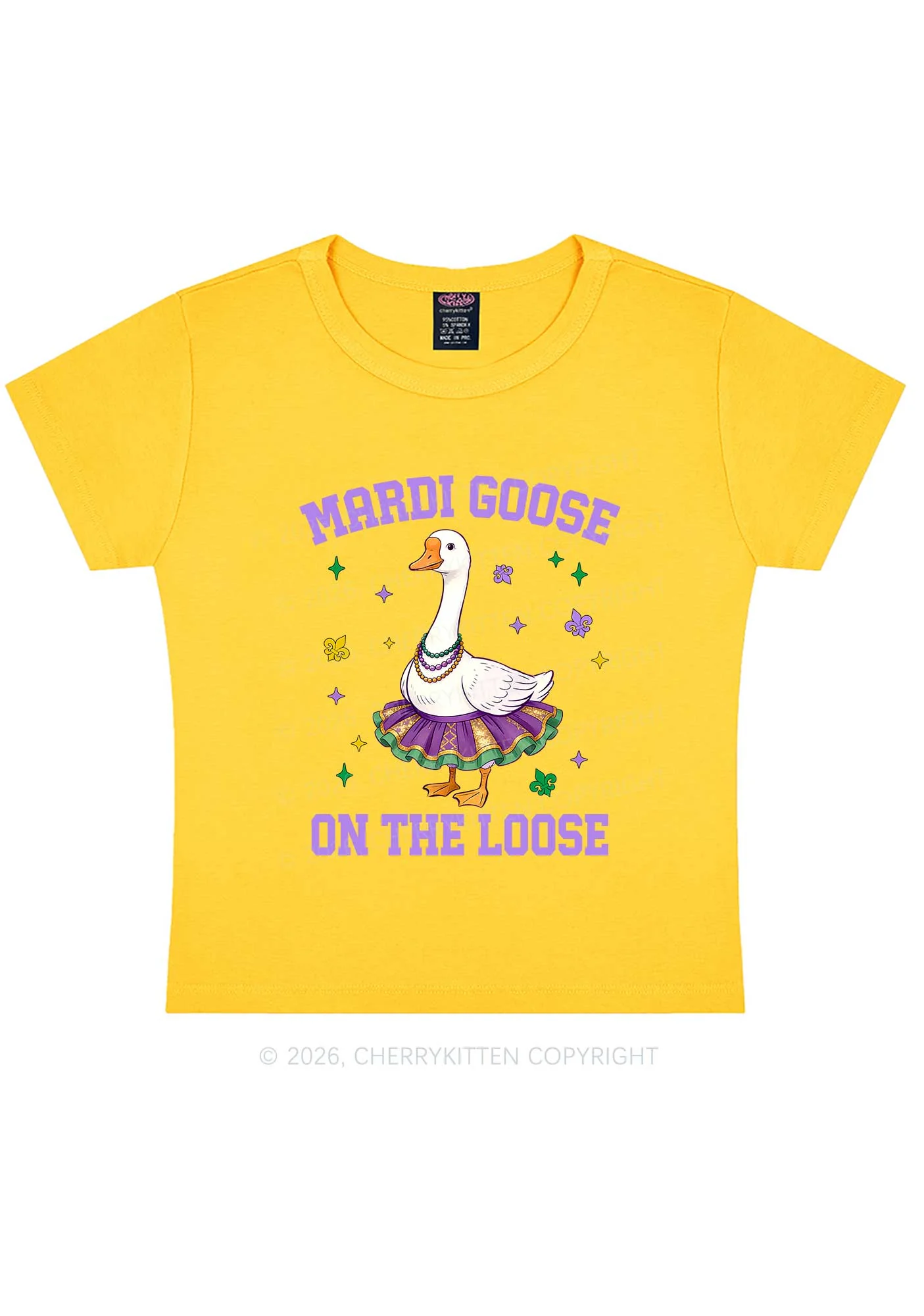 Mardi Gras Goose Y2K Baby Tee Cherrykitten - Image 7