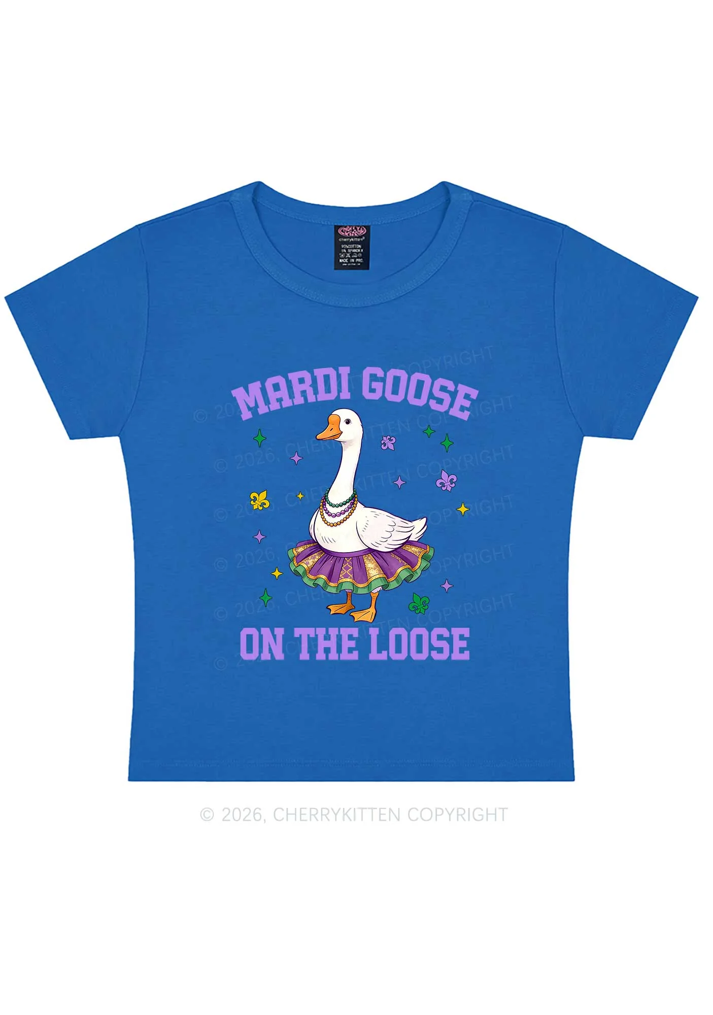 Mardi Gras Goose Y2K Baby Tee Cherrykitten - Image 8