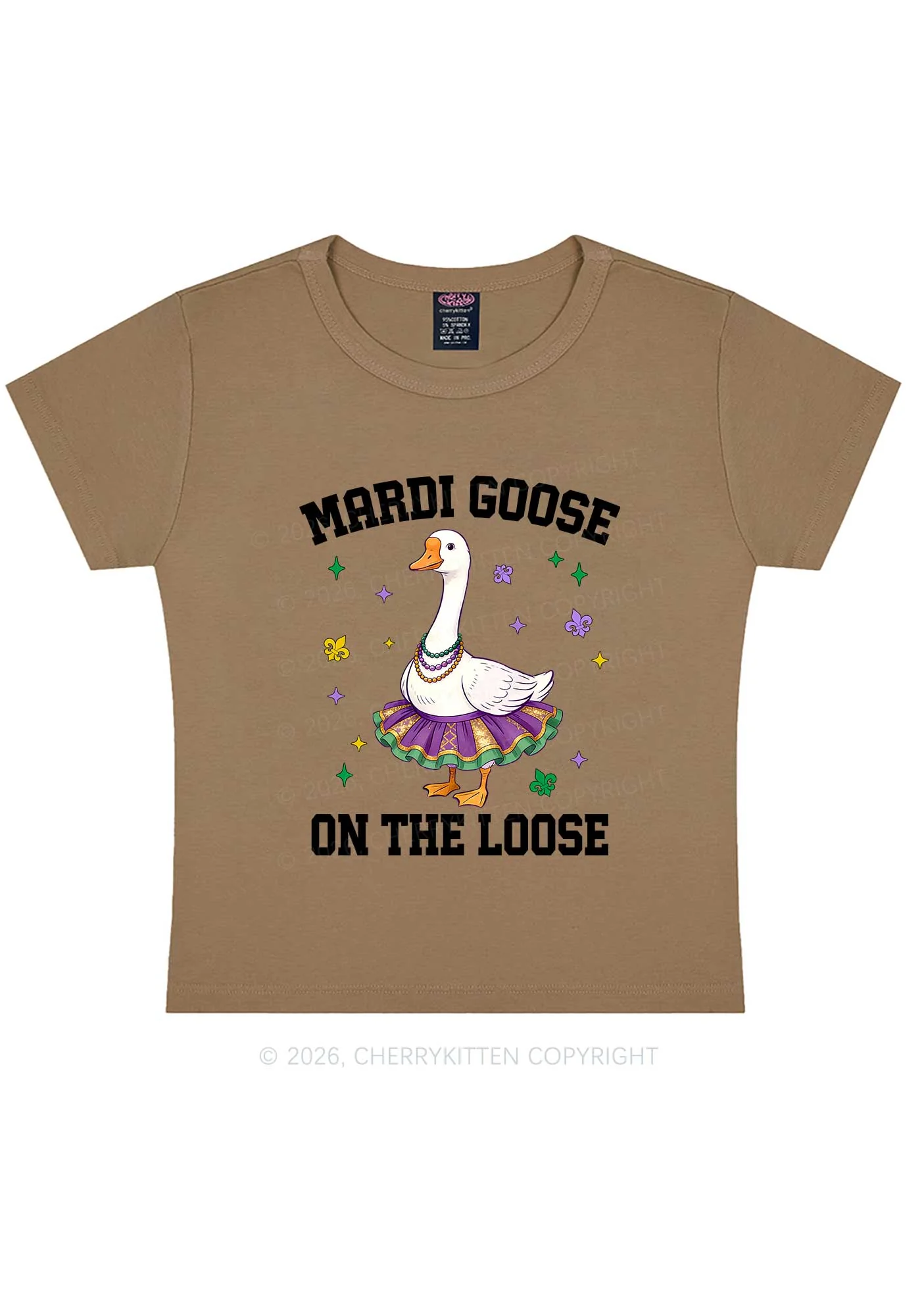 Mardi Gras Goose Y2K Baby Tee Cherrykitten - Image 9