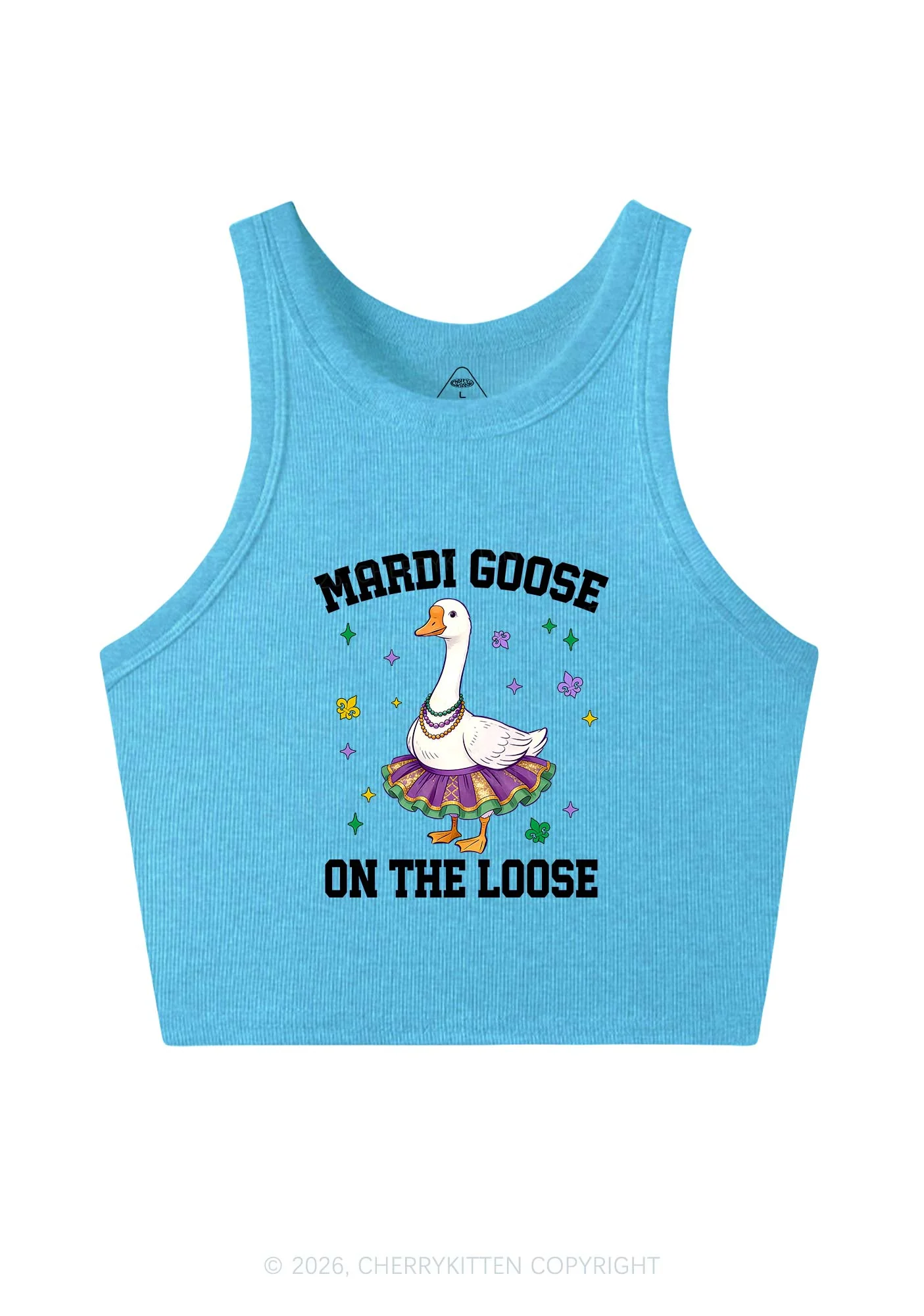 Mardi Gras Goose Y2K Crop Tank Top Cherrykitten - Image 3