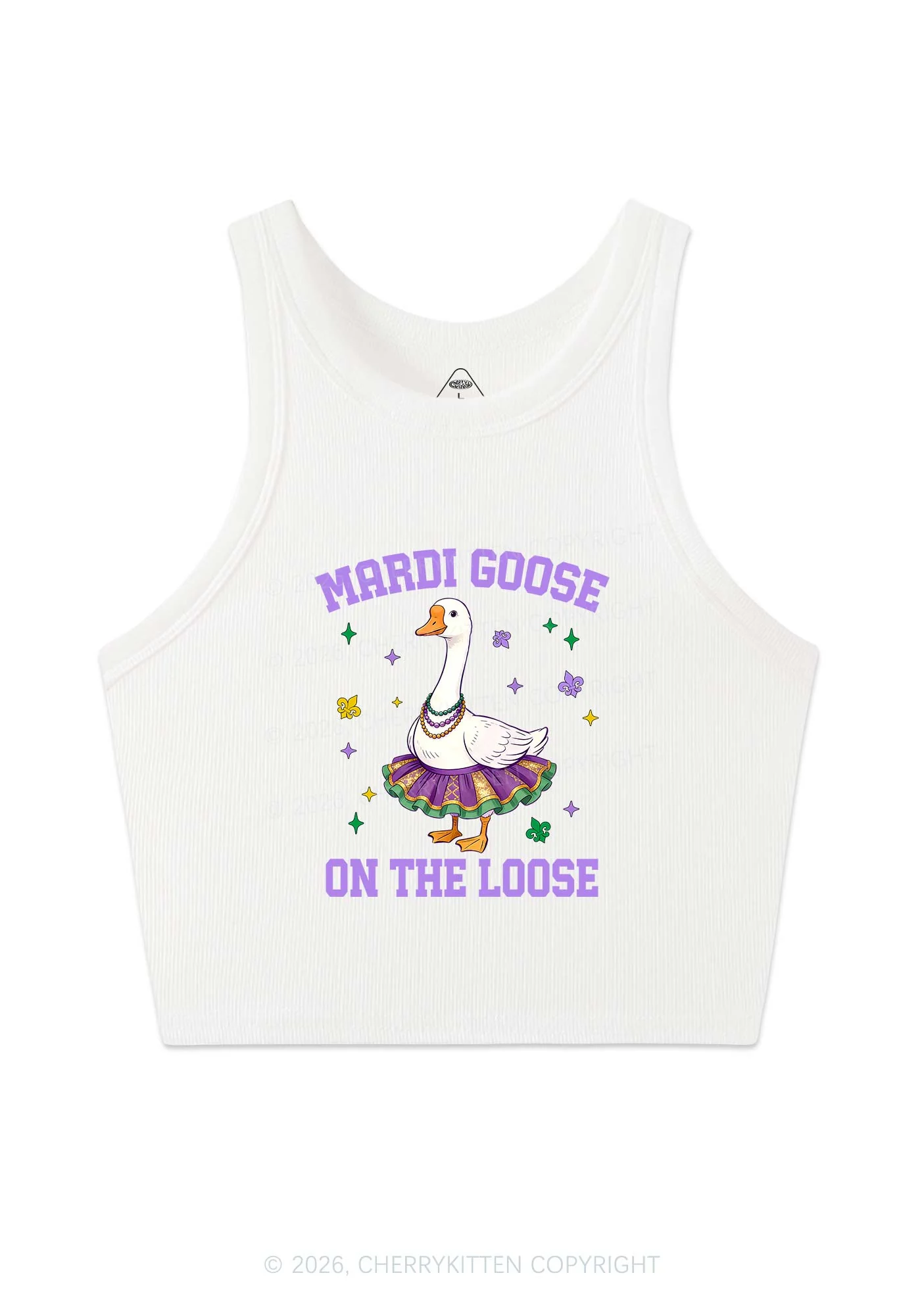 Mardi Gras Goose Y2K Crop Tank Top Cherrykitten - Image 4