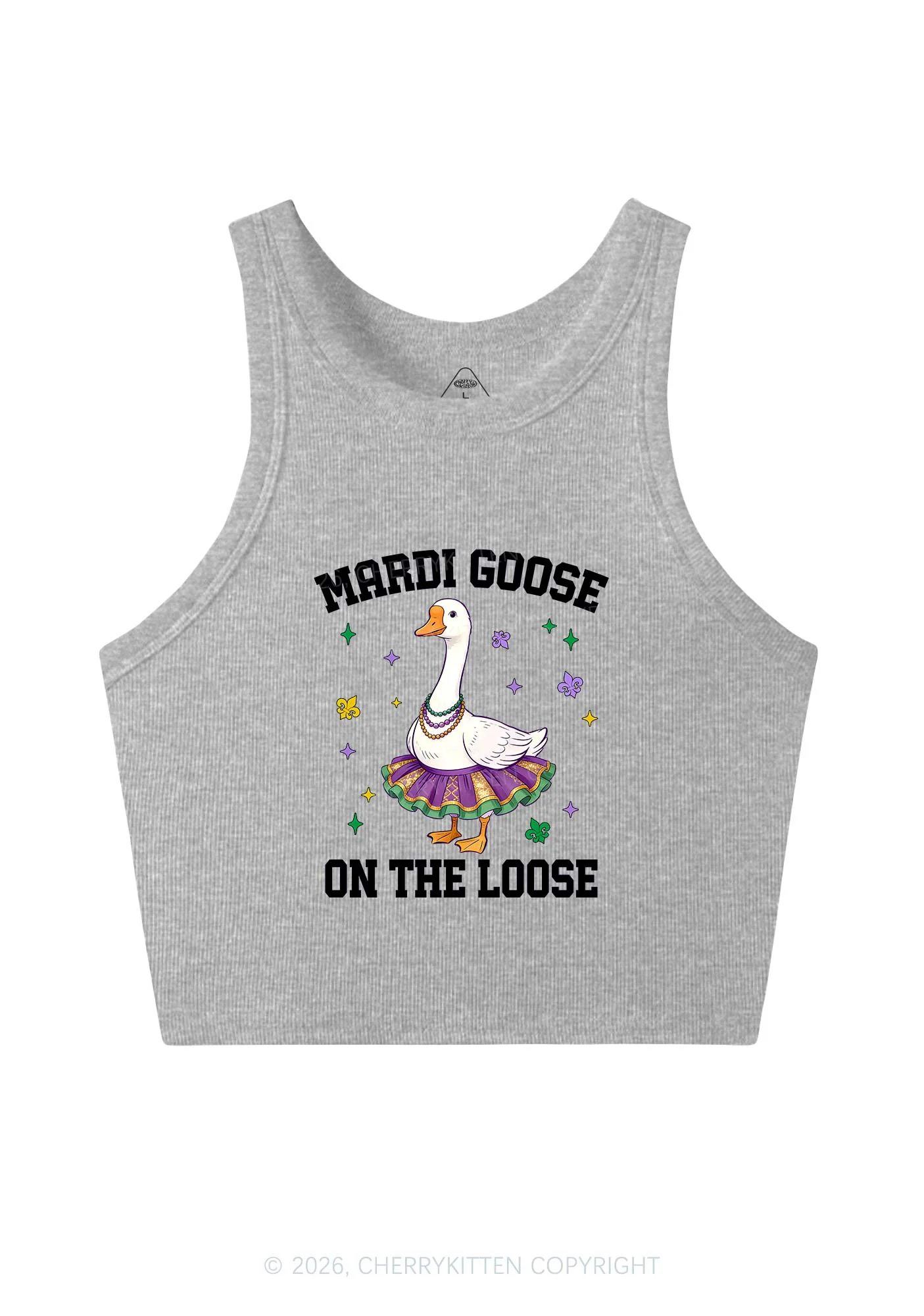 Mardi Gras Goose Y2K Crop Tank Top Cherrykitten - Image 5