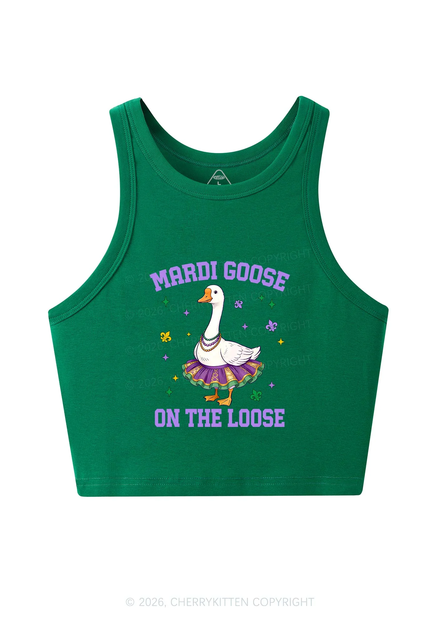 Mardi Gras Goose Y2K Crop Tank Top Cherrykitten - Image 6