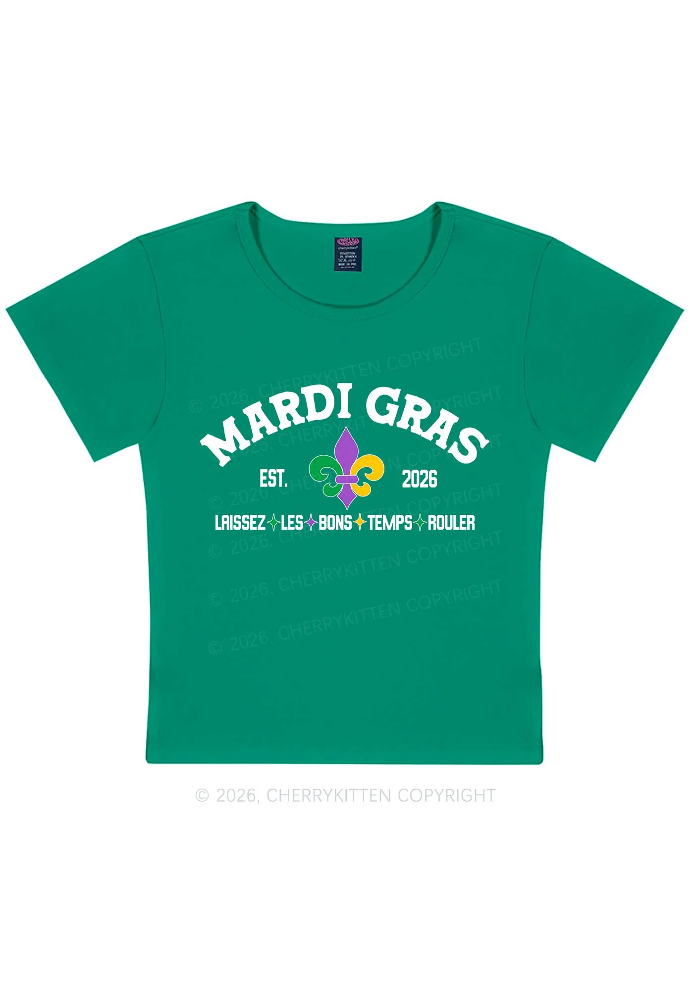 Mardi Gras Laissez Les Bons Temps Rouler Y2K Baby Tee Cherrykitten - Image 10