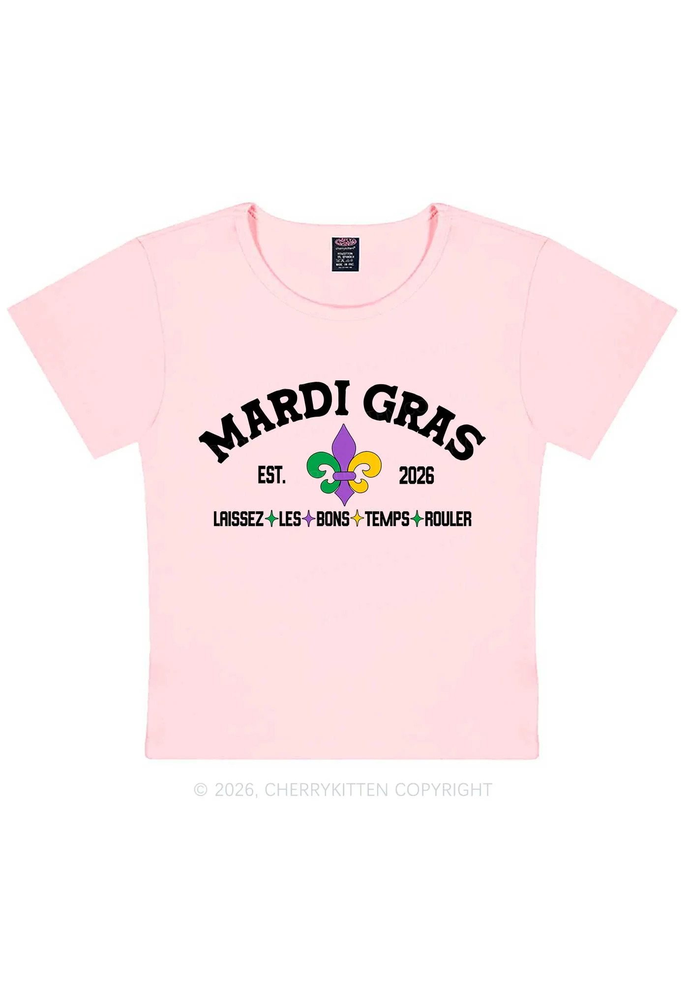 Mardi Gras Laissez Les Bons Temps Rouler Y2K Baby Tee Cherrykitten - Image 11