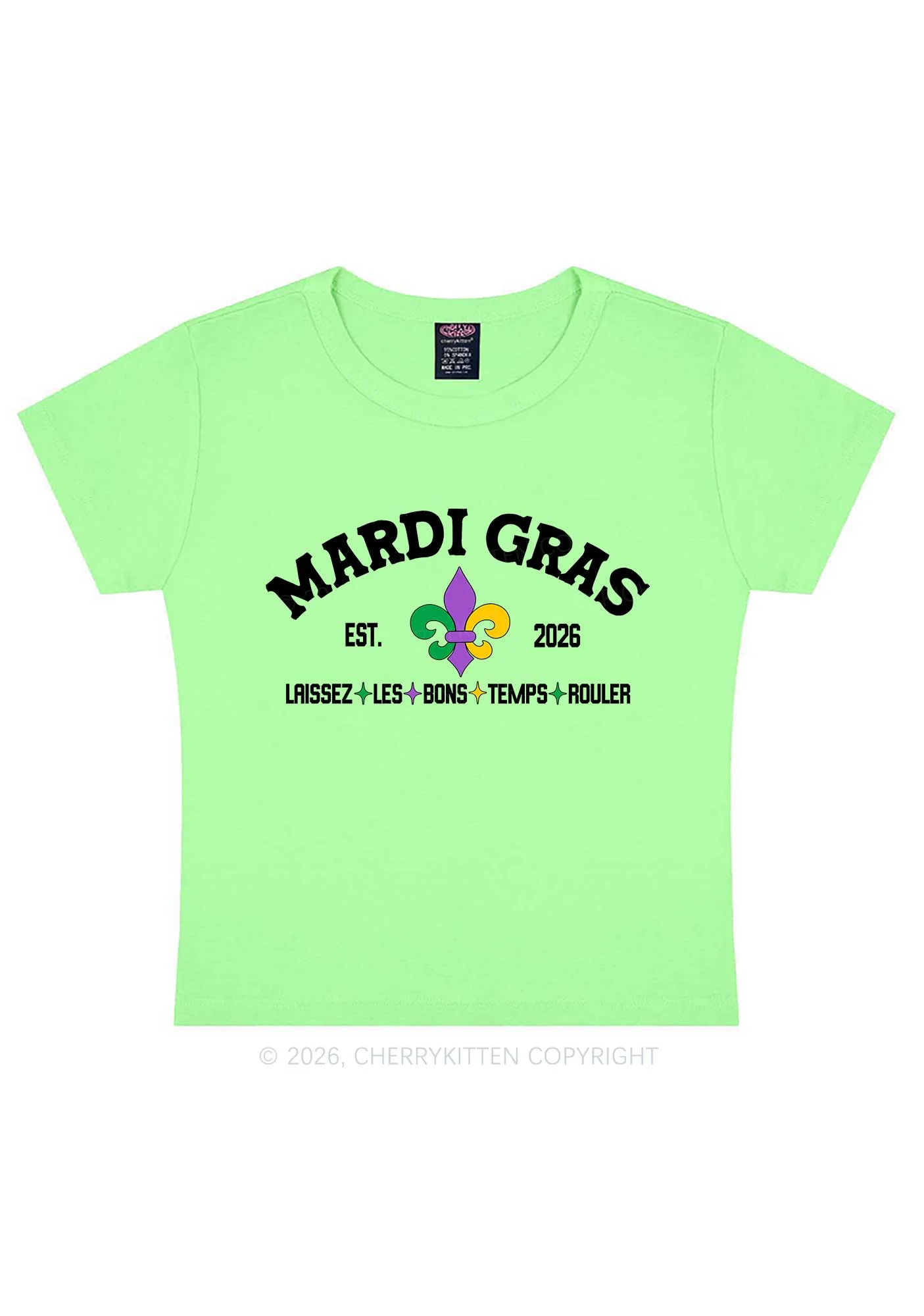 Mardi Gras Laissez Les Bons Temps Rouler Y2K Baby Tee Cherrykitten - Image 12
