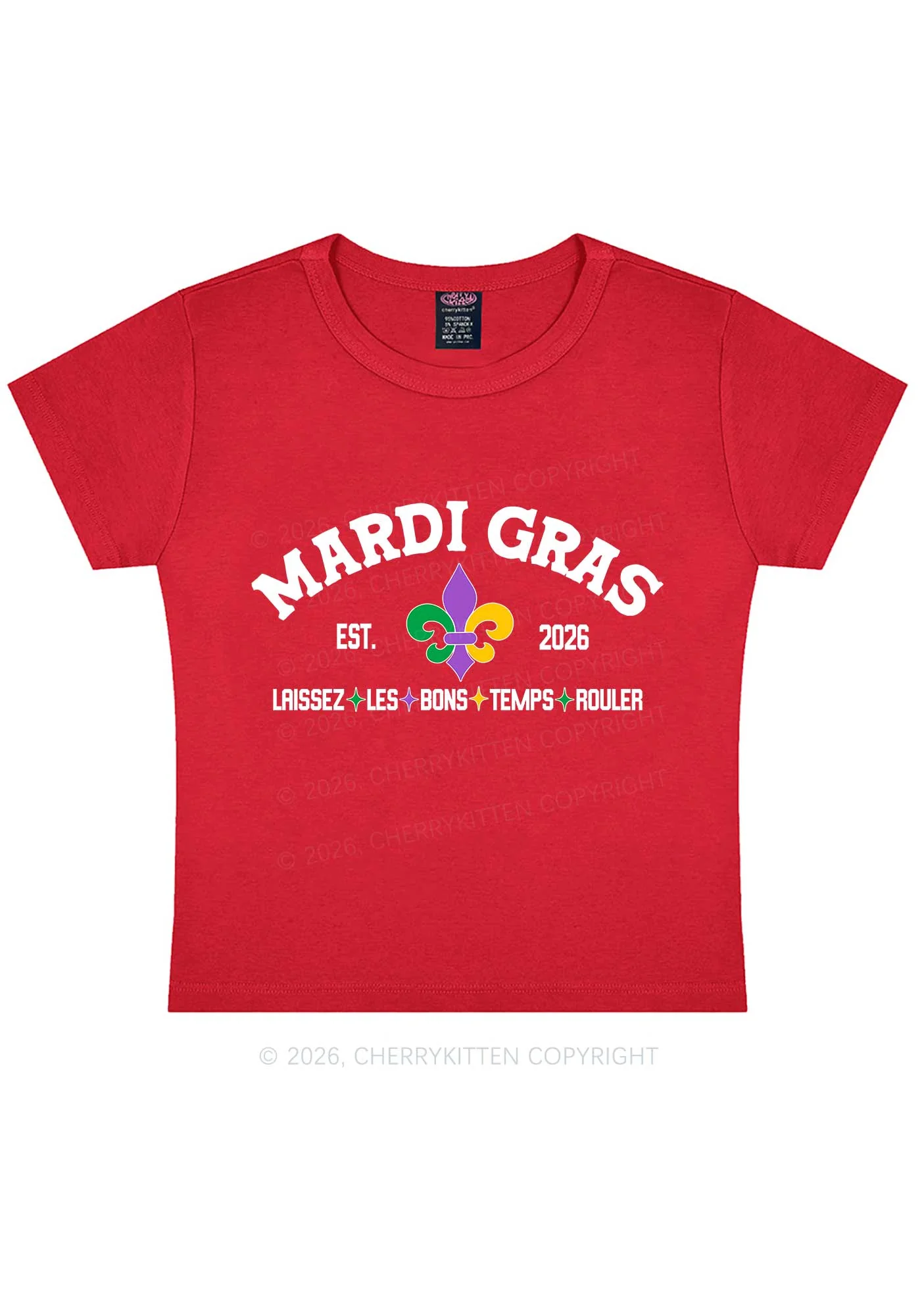 Mardi Gras Laissez Les Bons Temps Rouler Y2K Baby Tee Cherrykitten - Image 4