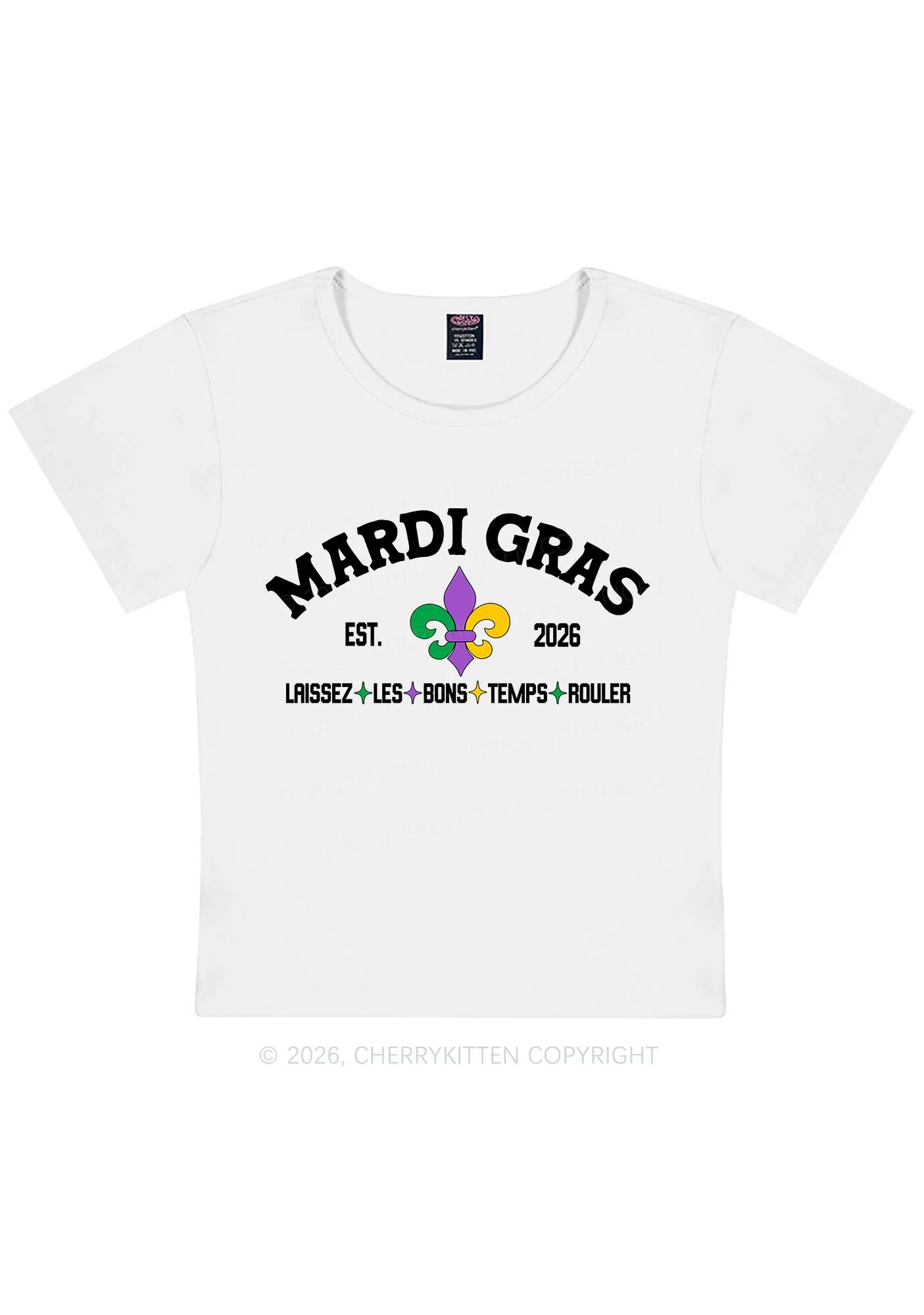 Mardi Gras Laissez Les Bons Temps Rouler Y2K Baby Tee Cherrykitten - Image 5