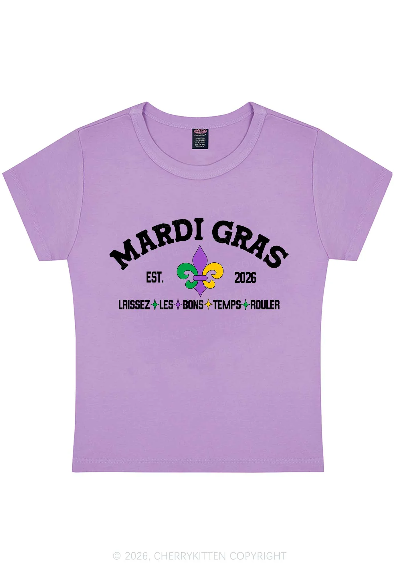 Mardi Gras Laissez Les Bons Temps Rouler Y2K Baby Tee Cherrykitten - Image 6