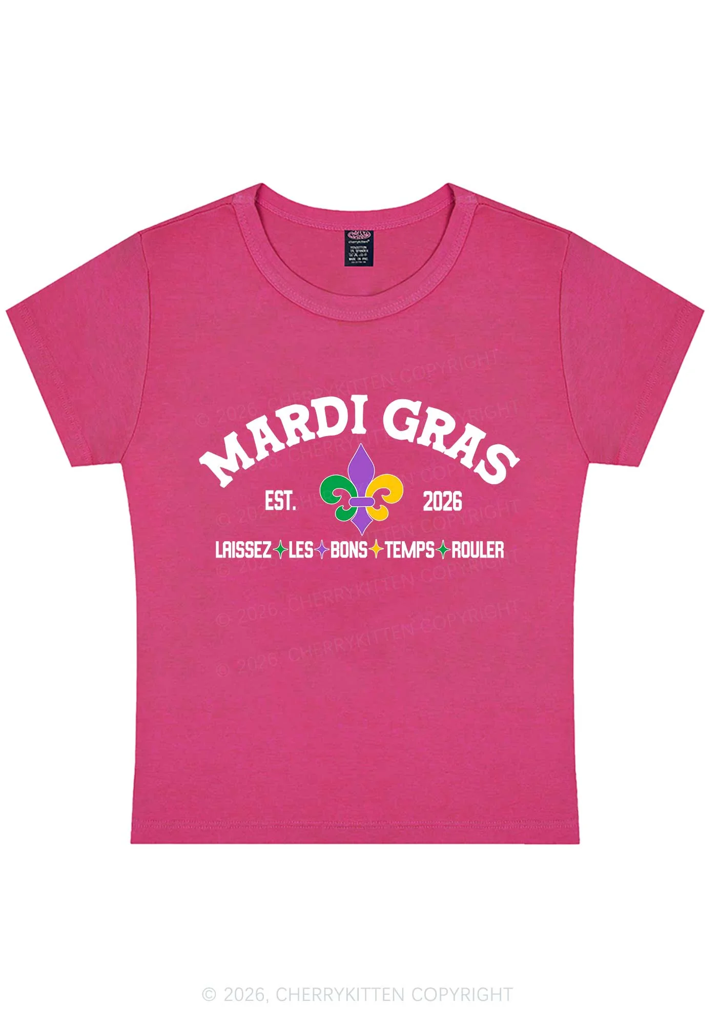 Mardi Gras Laissez Les Bons Temps Rouler Y2K Baby Tee Cherrykitten - Image 7