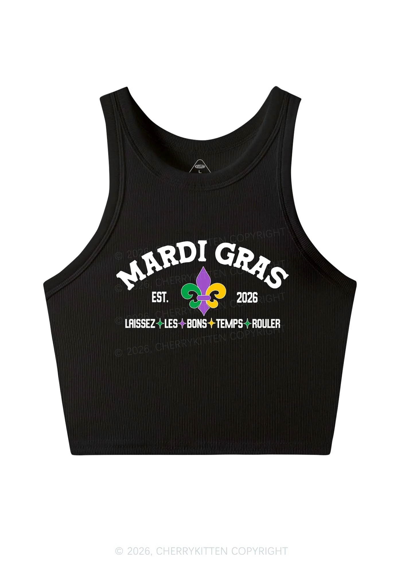 Mardi Gras Laissez Les Bons Temps Rouler Y2K Crop Tank Top Cherrykitten - Image 3