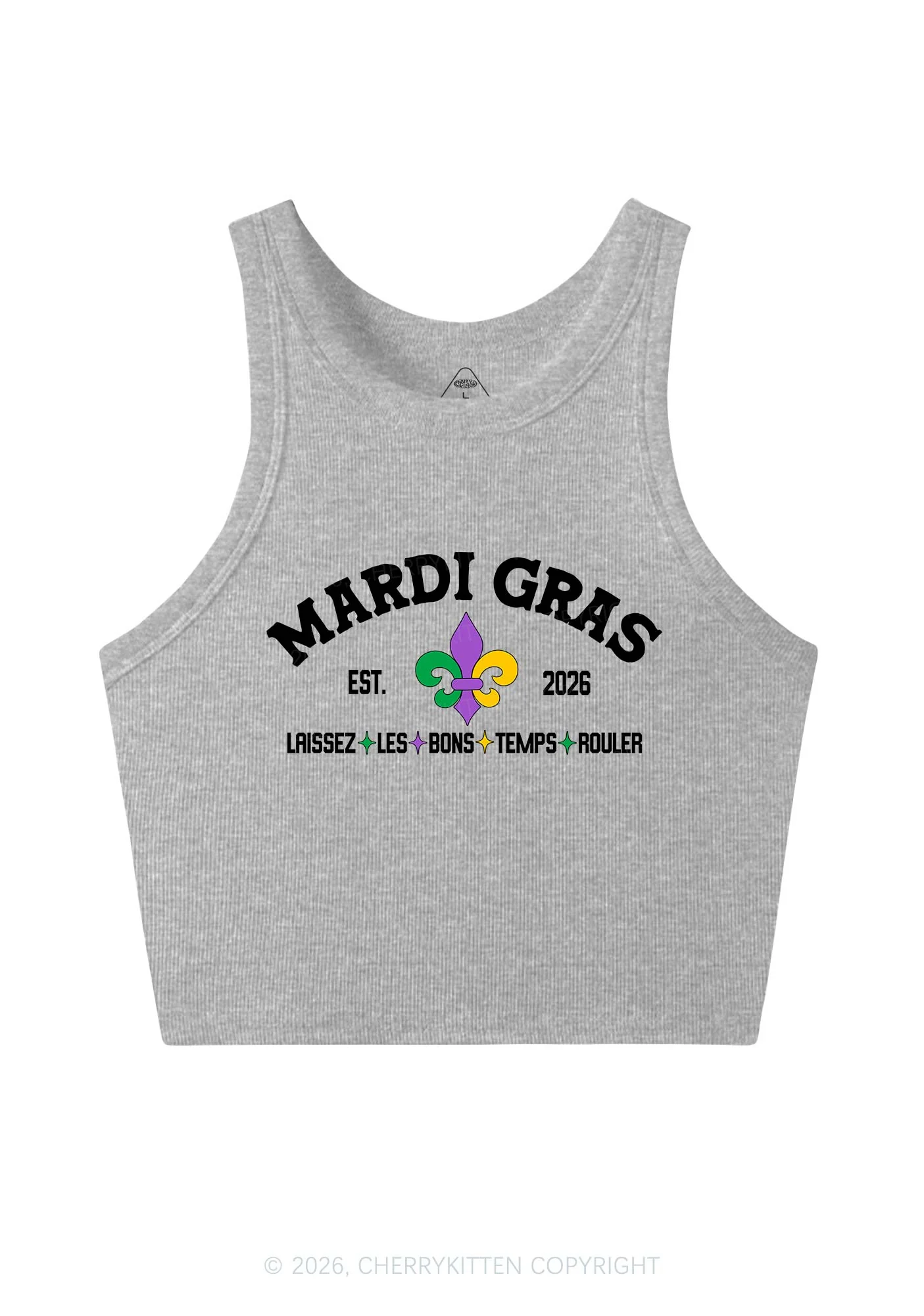 Mardi Gras Laissez Les Bons Temps Rouler Y2K Crop Tank Top Cherrykitten - Image 5