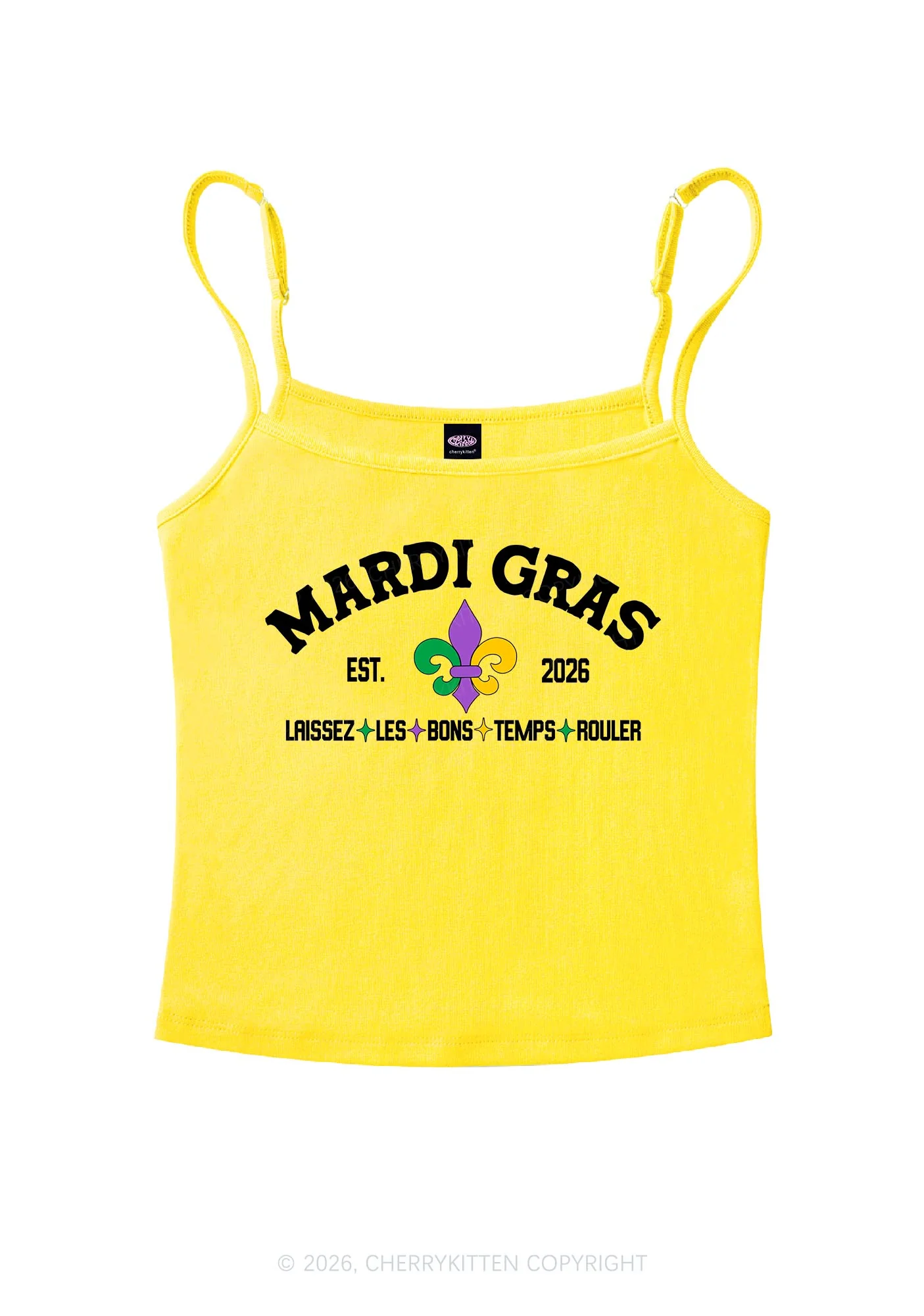Mardi Gras Laissez Les Bons Temps Rouler Y2K Spaghetti Strap Cami Cherrykitten - Image 4