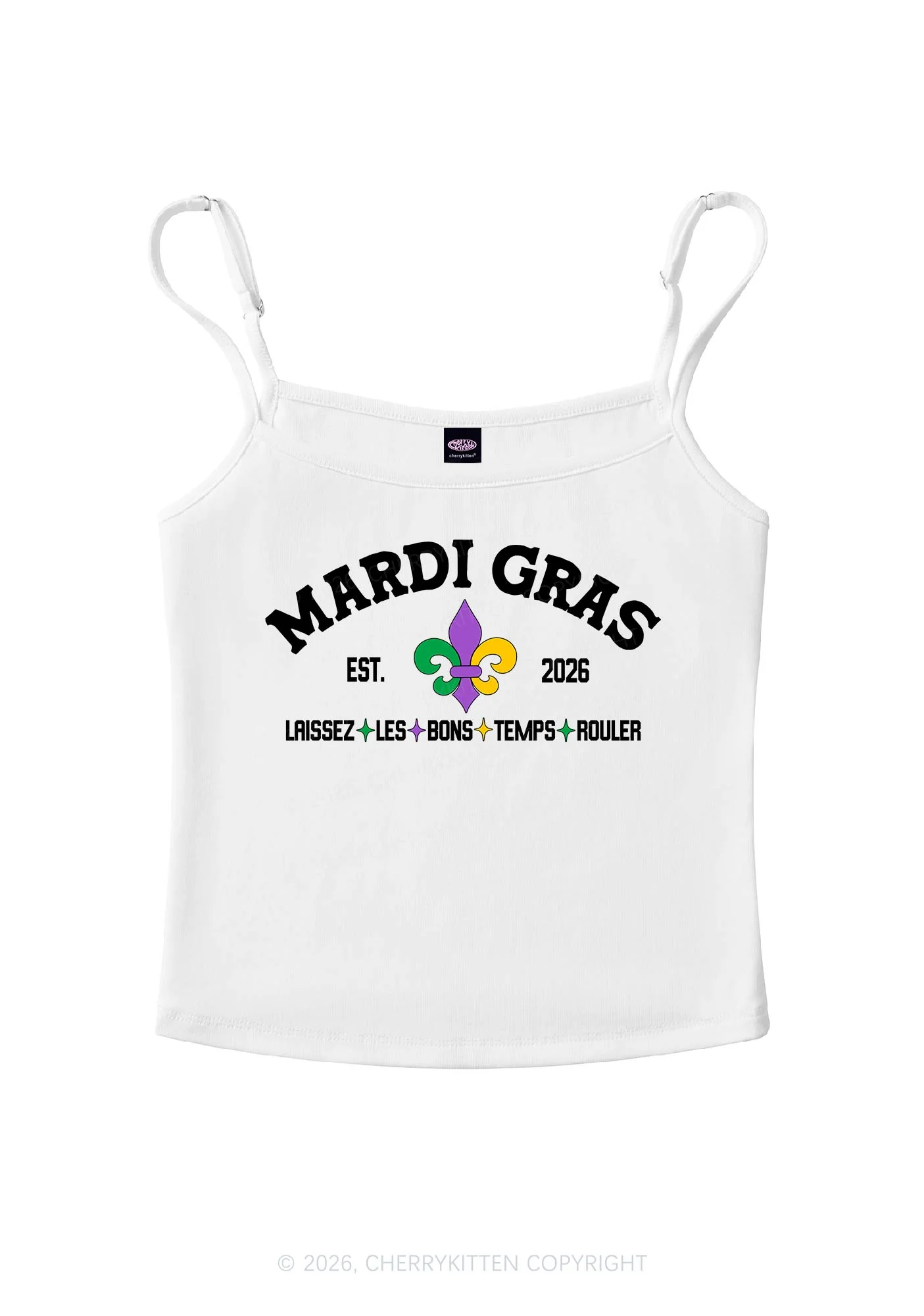 Mardi Gras Laissez Les Bons Temps Rouler Y2K Spaghetti Strap Cami Cherrykitten - Image 5