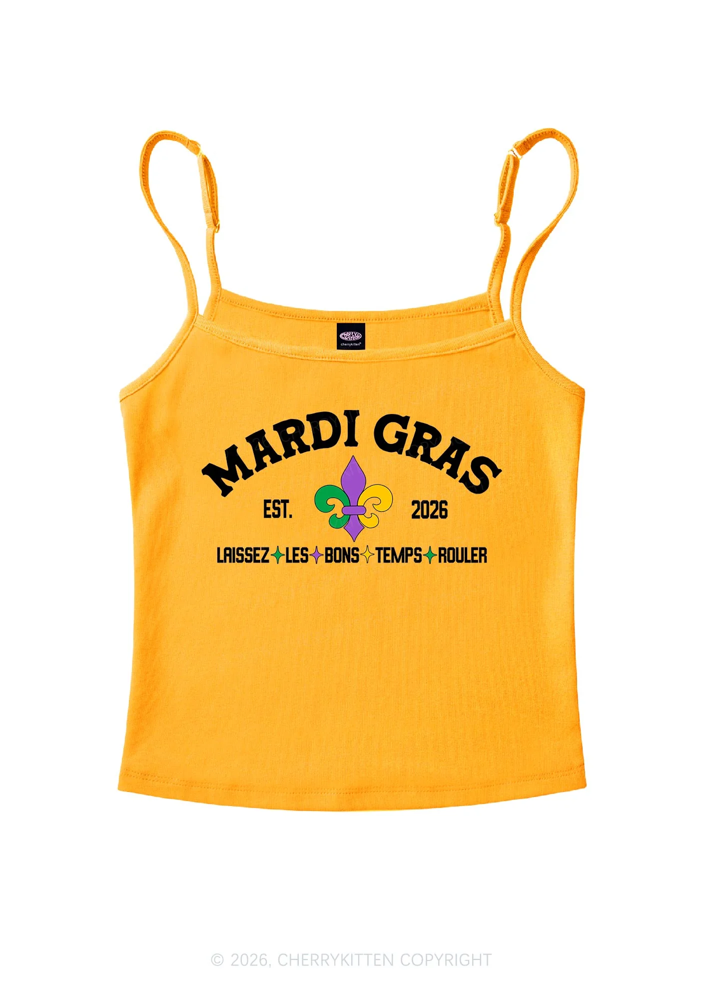 Mardi Gras Laissez Les Bons Temps Rouler Y2K Spaghetti Strap Cami Cherrykitten - Image 6