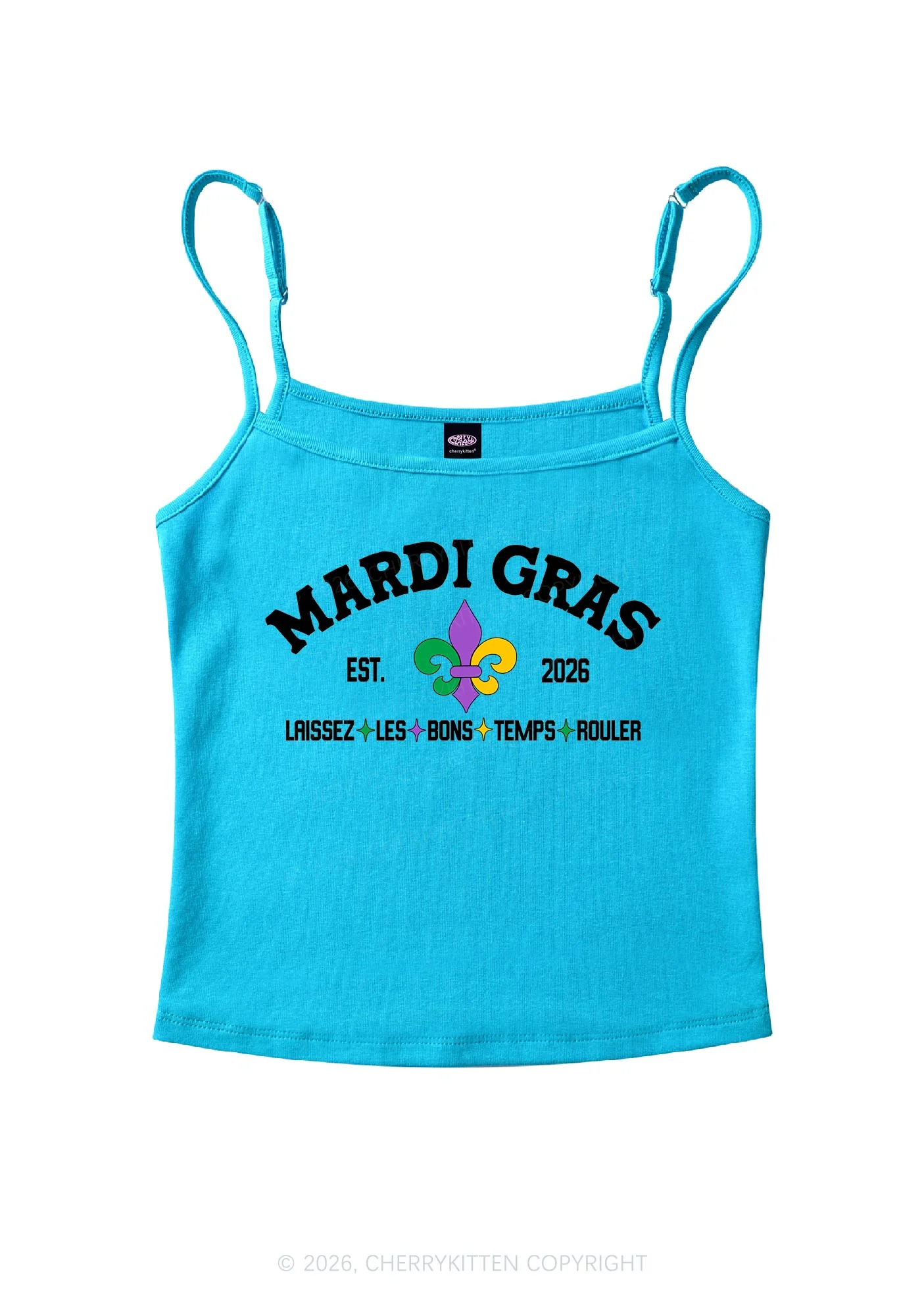 Mardi Gras Laissez Les Bons Temps Rouler Y2K Spaghetti Strap Cami Cherrykitten - Image 7