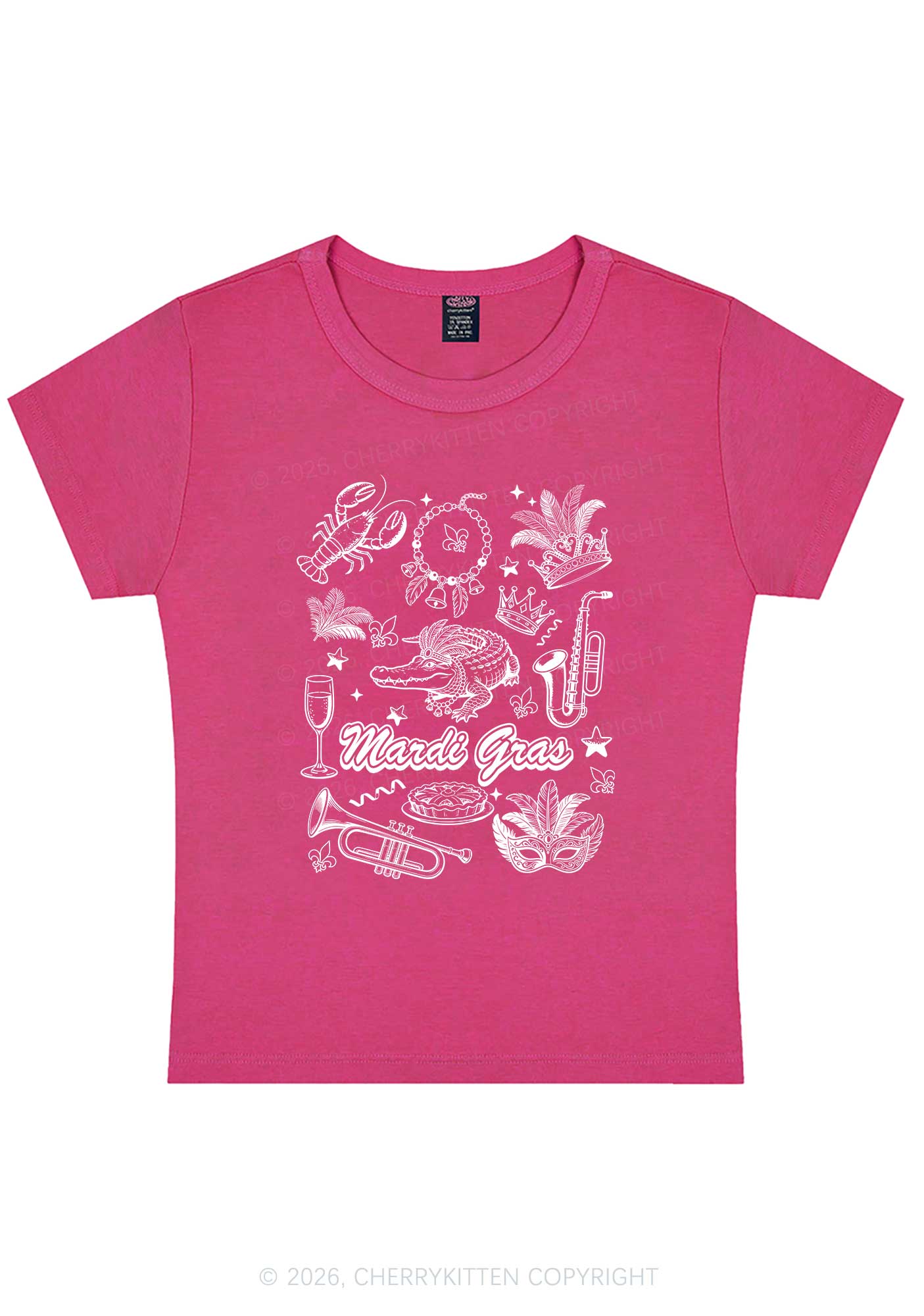Mardi Gras Symbols Y2K Baby Tee Cherrykitten - Image 5