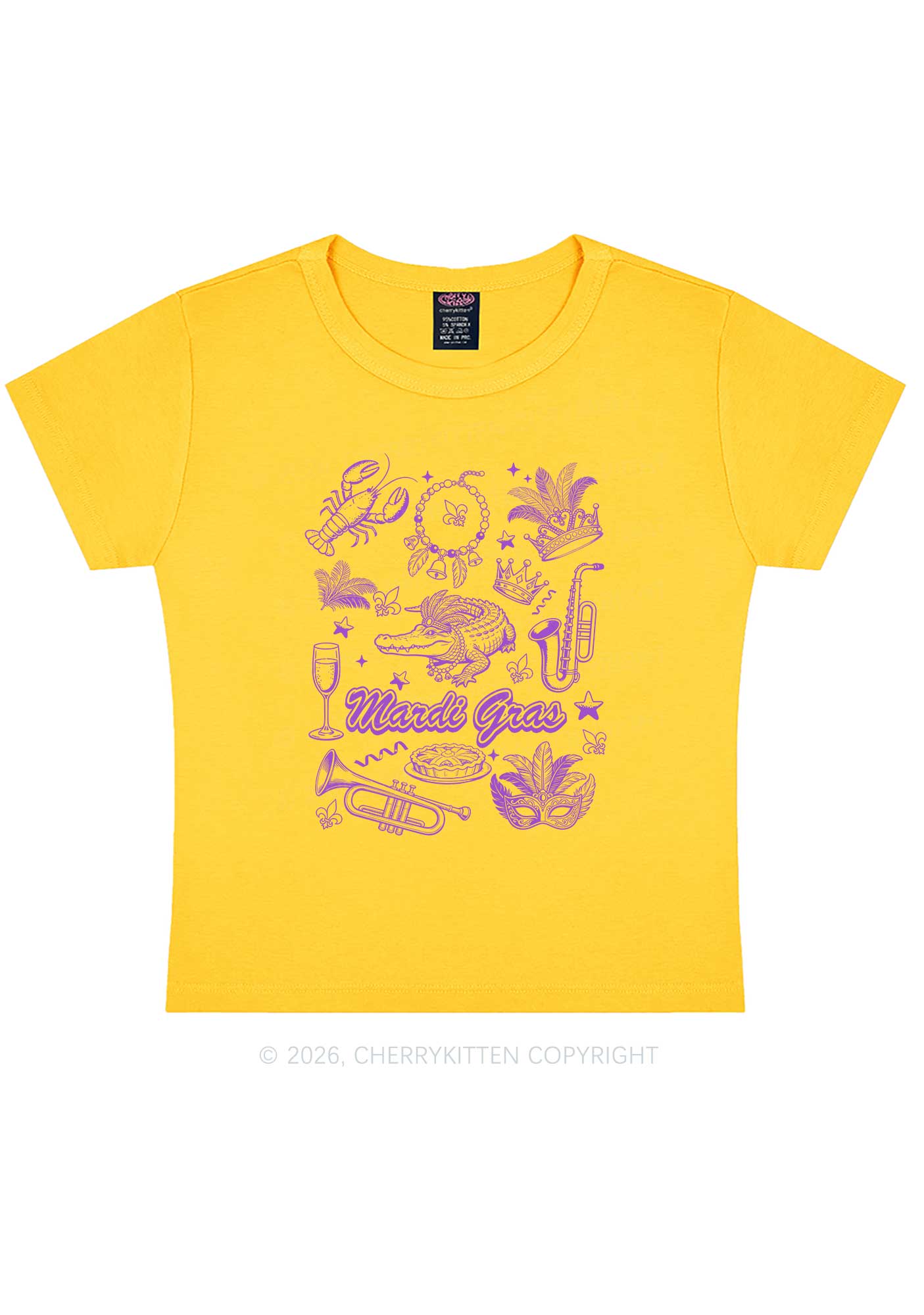 Mardi Gras Symbols Y2K Baby Tee Cherrykitten - Image 8