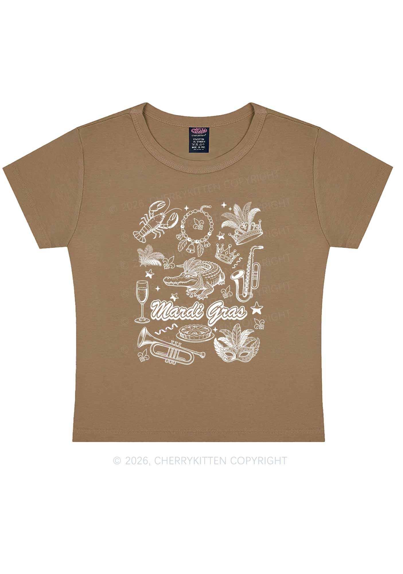 Mardi Gras Symbols Y2K Baby Tee Cherrykitten - Image 9