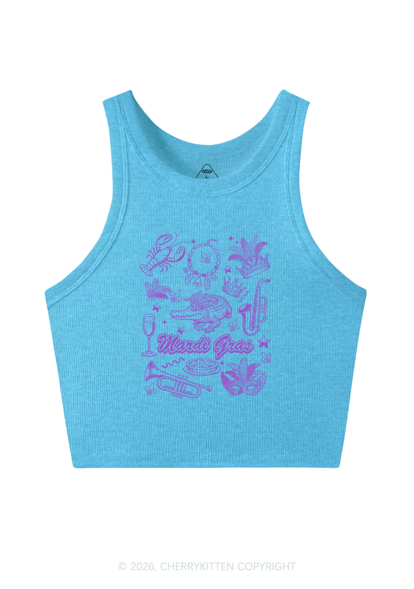 Mardi Gras Symbols Y2K Crop Tank Top Cherrykitten - Image 5