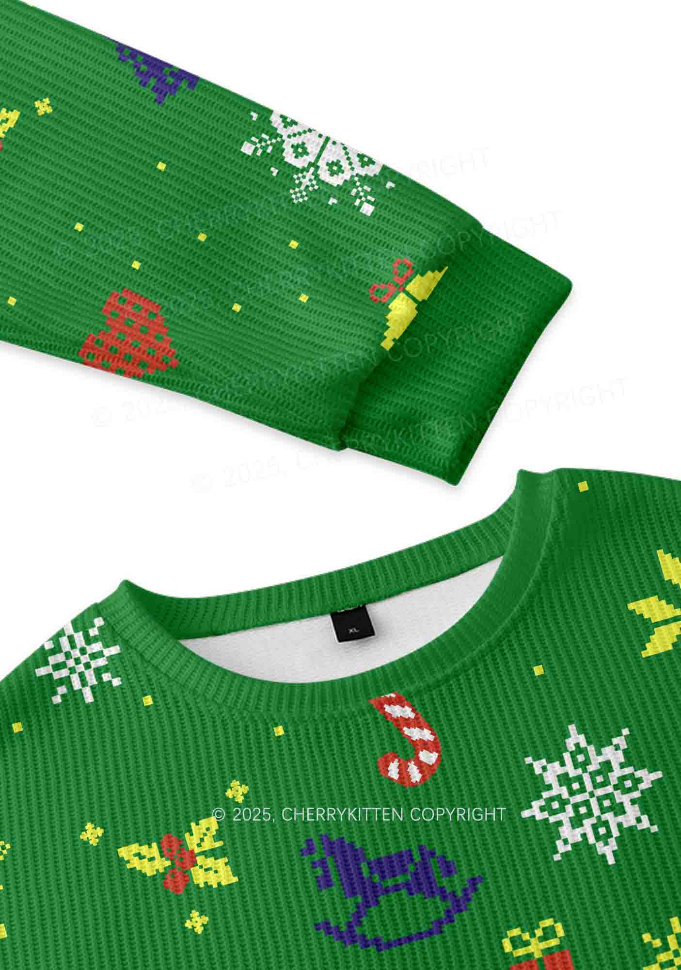 Masc Princess Pride Y2K Christmas Knit Sweatshirt Cherrykitten - Image 3