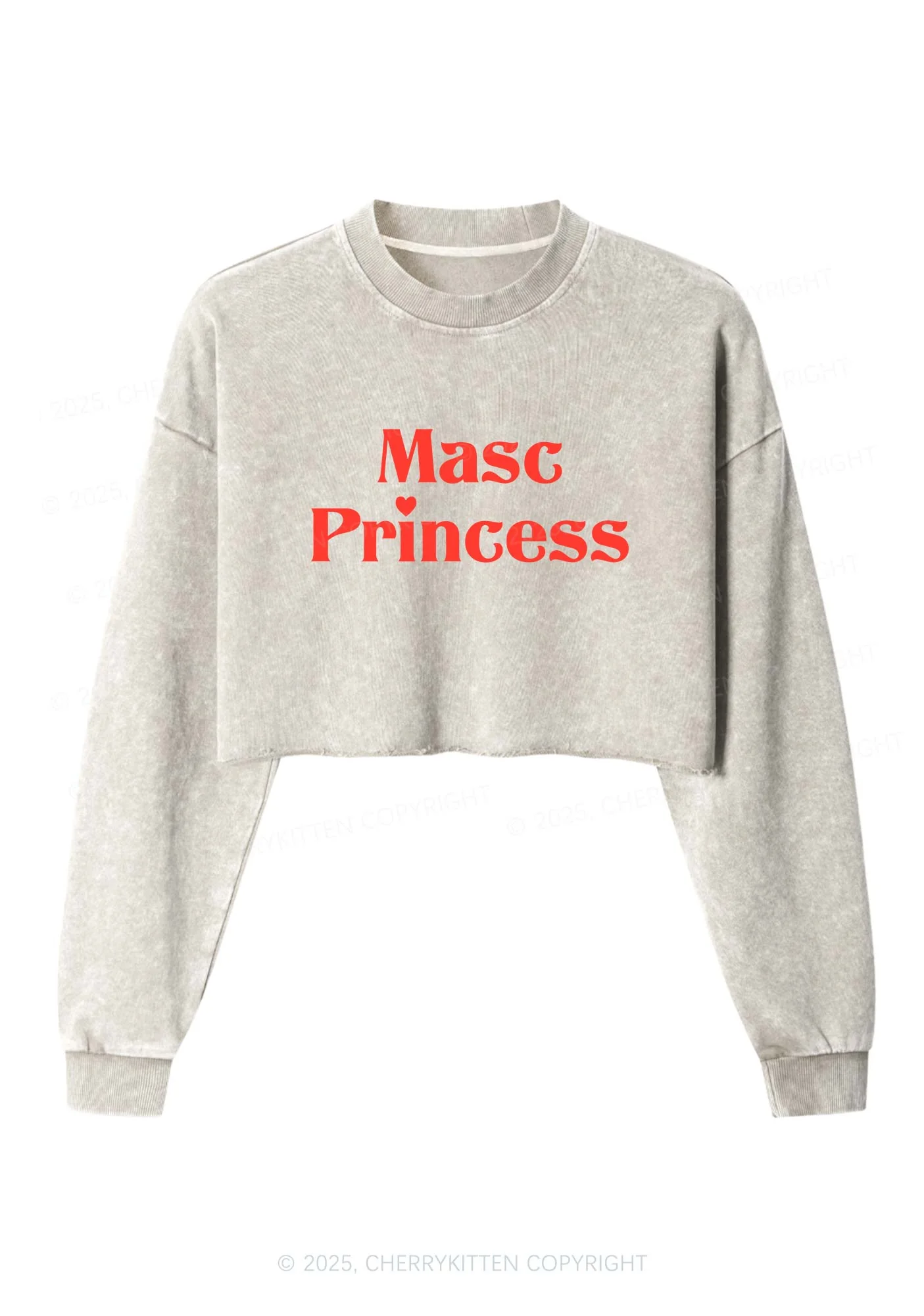 Masc Princess Pride Y2K Crop Washed Sweatshirts Cherrykitten - Image 3
