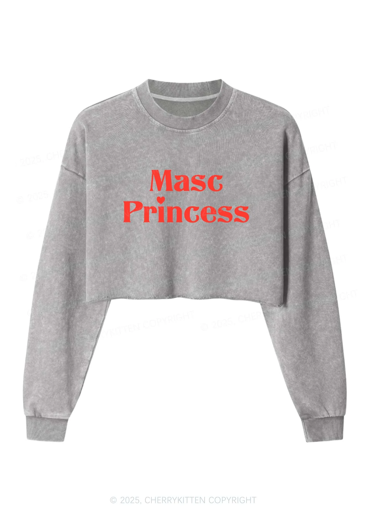 Masc Princess Pride Y2K Crop Washed Sweatshirts Cherrykitten - Image 4