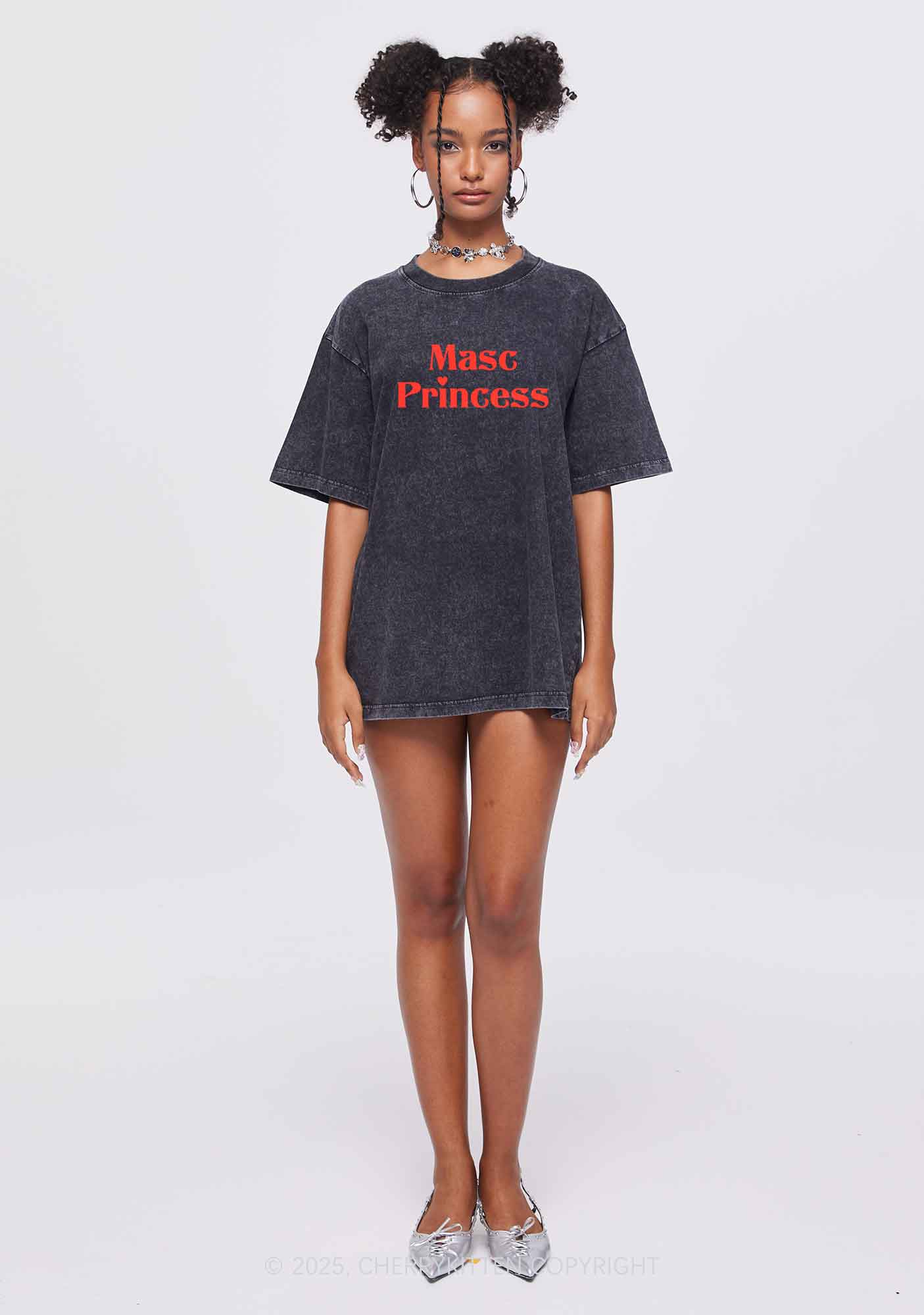 Masc Princess Pride Y2K Shirts Washed Tee Cherrykitten - Image 2