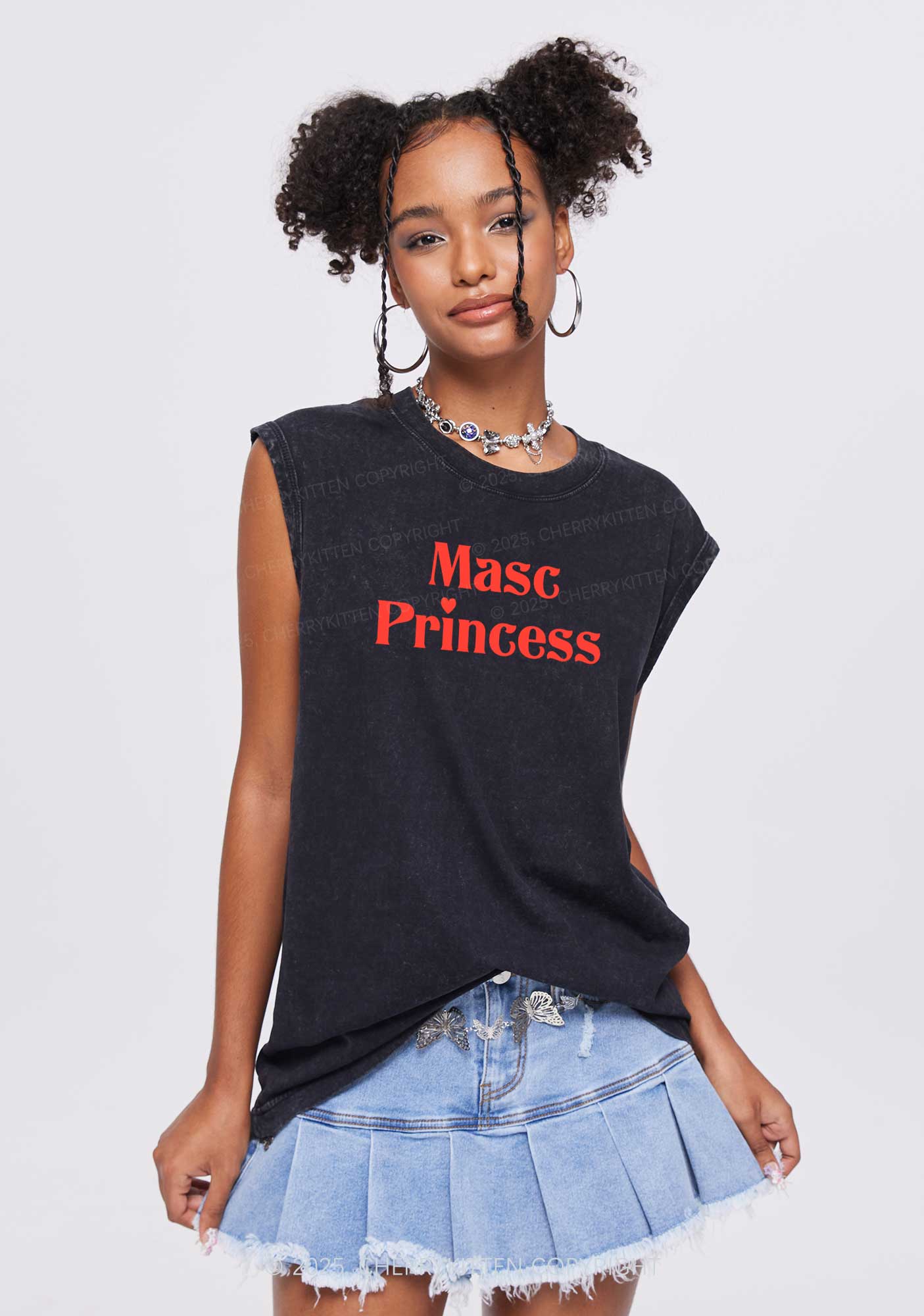 Masc Princess Pride Y2K Washed Muscle Tank Cherrykitten - Image 2