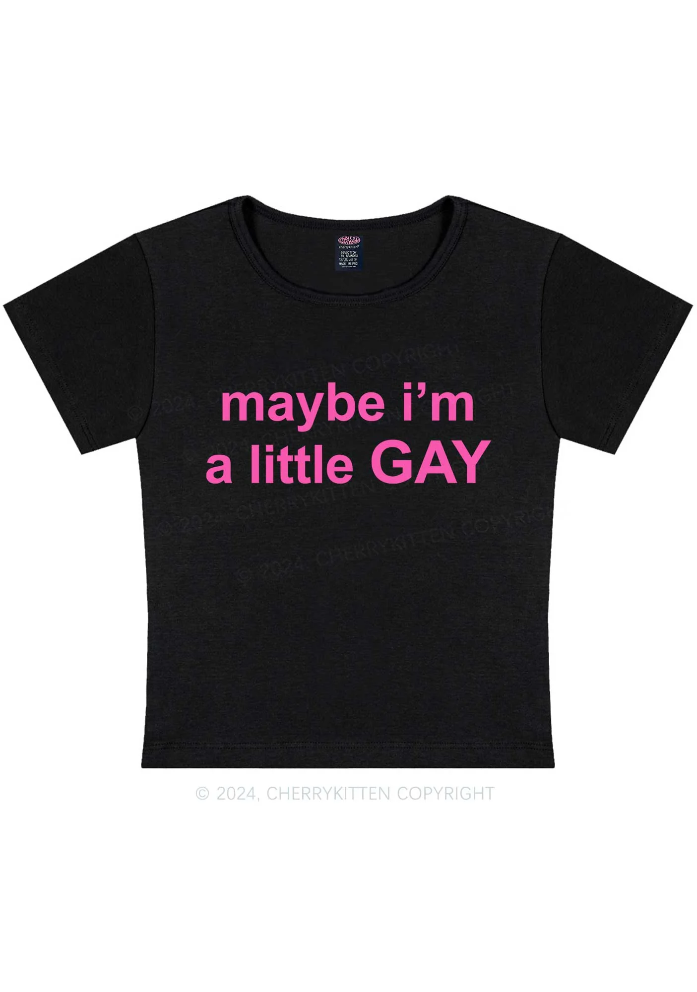 Maybe I'm A Gay Y2K Baby Tee Cherrykitten - Image 4
