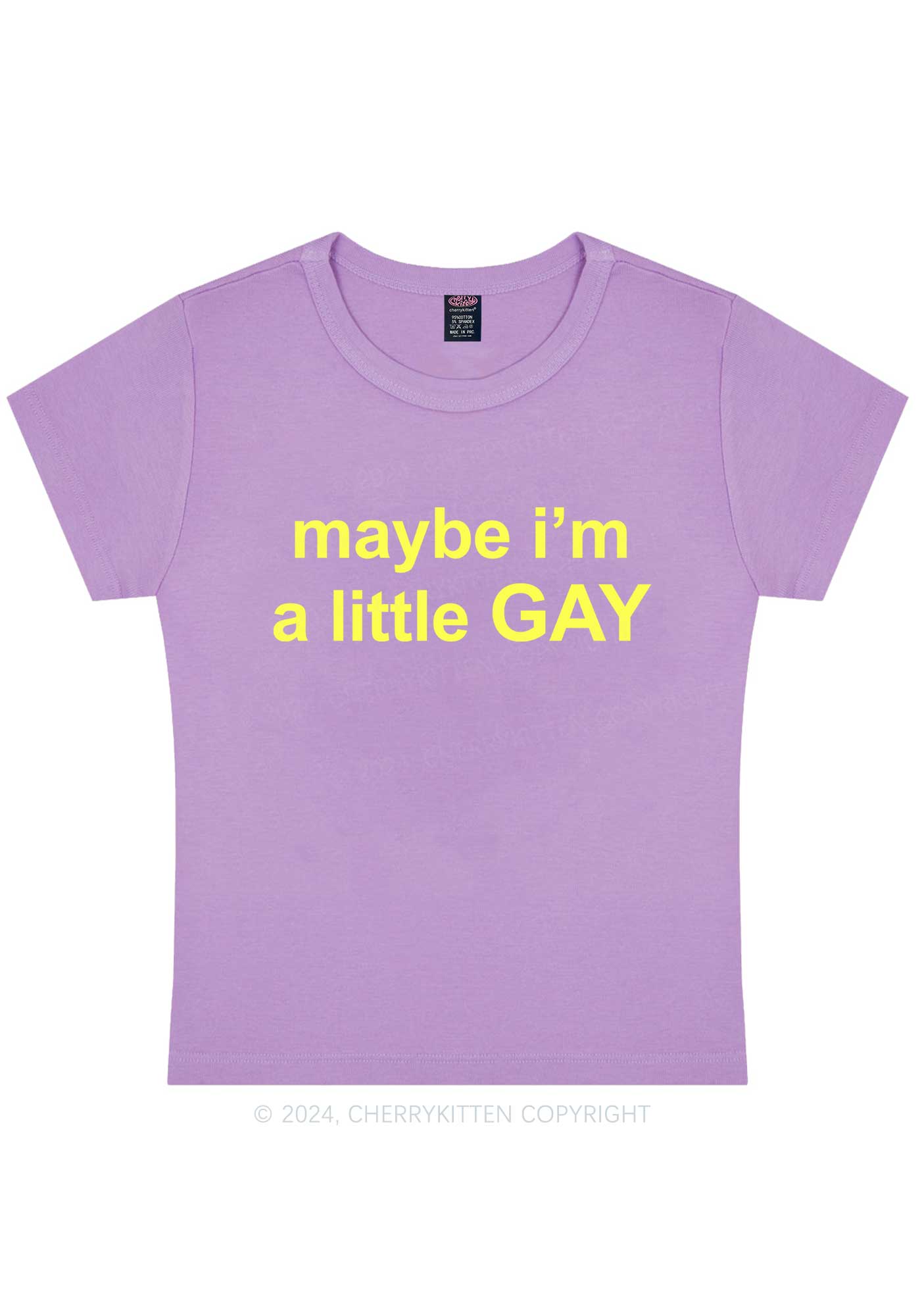 Maybe I'm A Gay Y2K Baby Tee Cherrykitten - Image 8