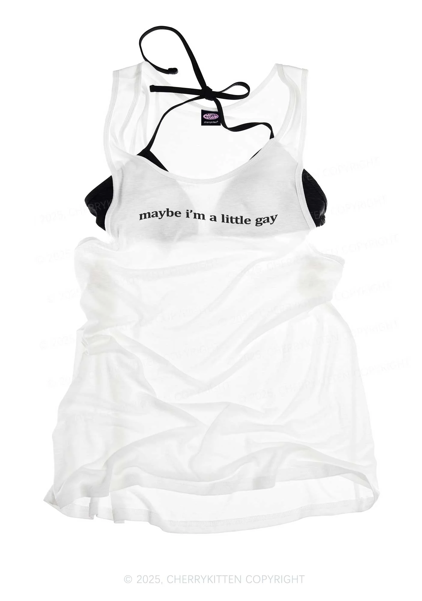 Maybe Im A Little Gay Pride Y2K Sheer Boyfriend Tank Cherrykitten - Image 2