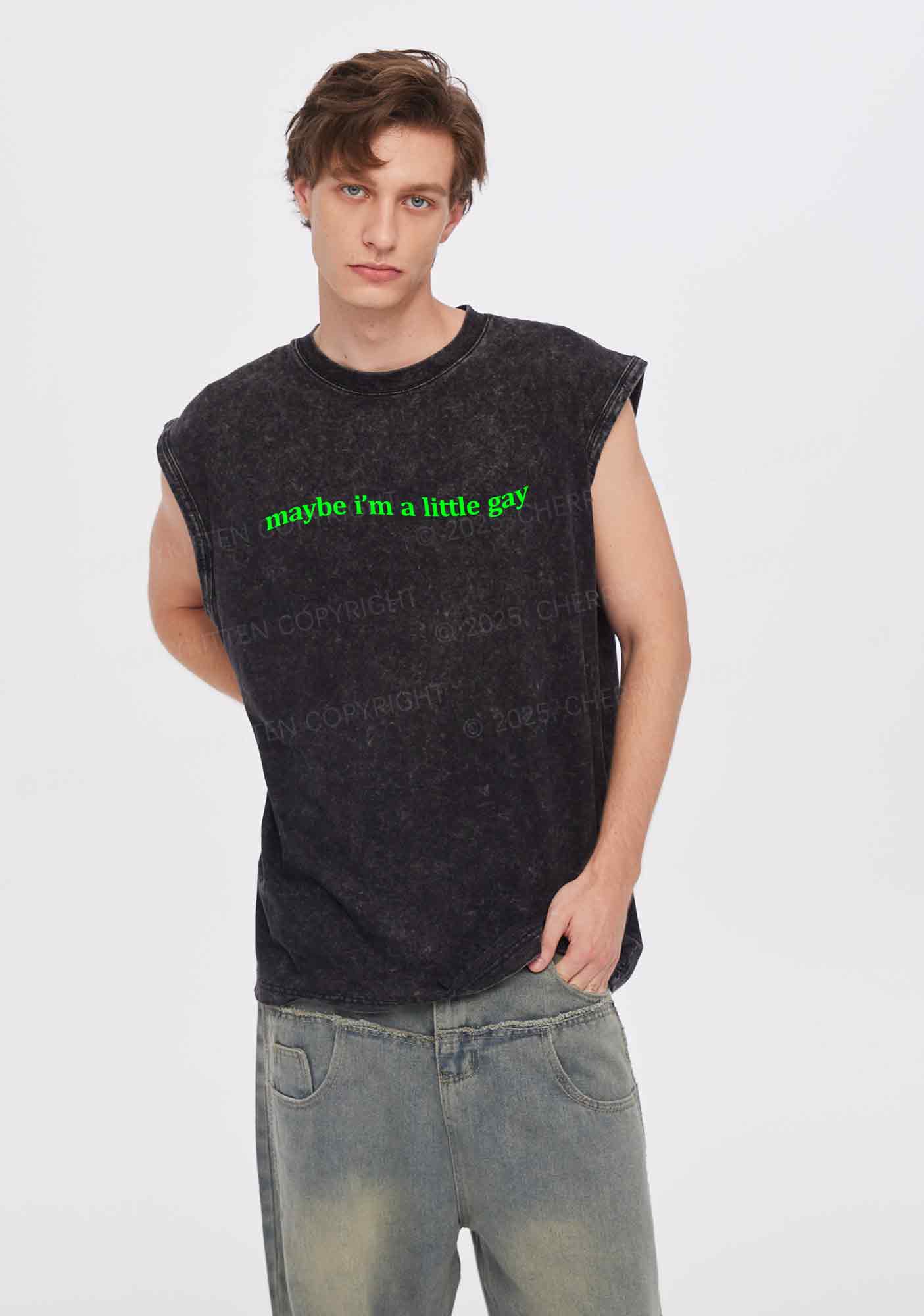 Maybe Im A Little Gay Y2K Washed Tank Cherrykitten - Image 2