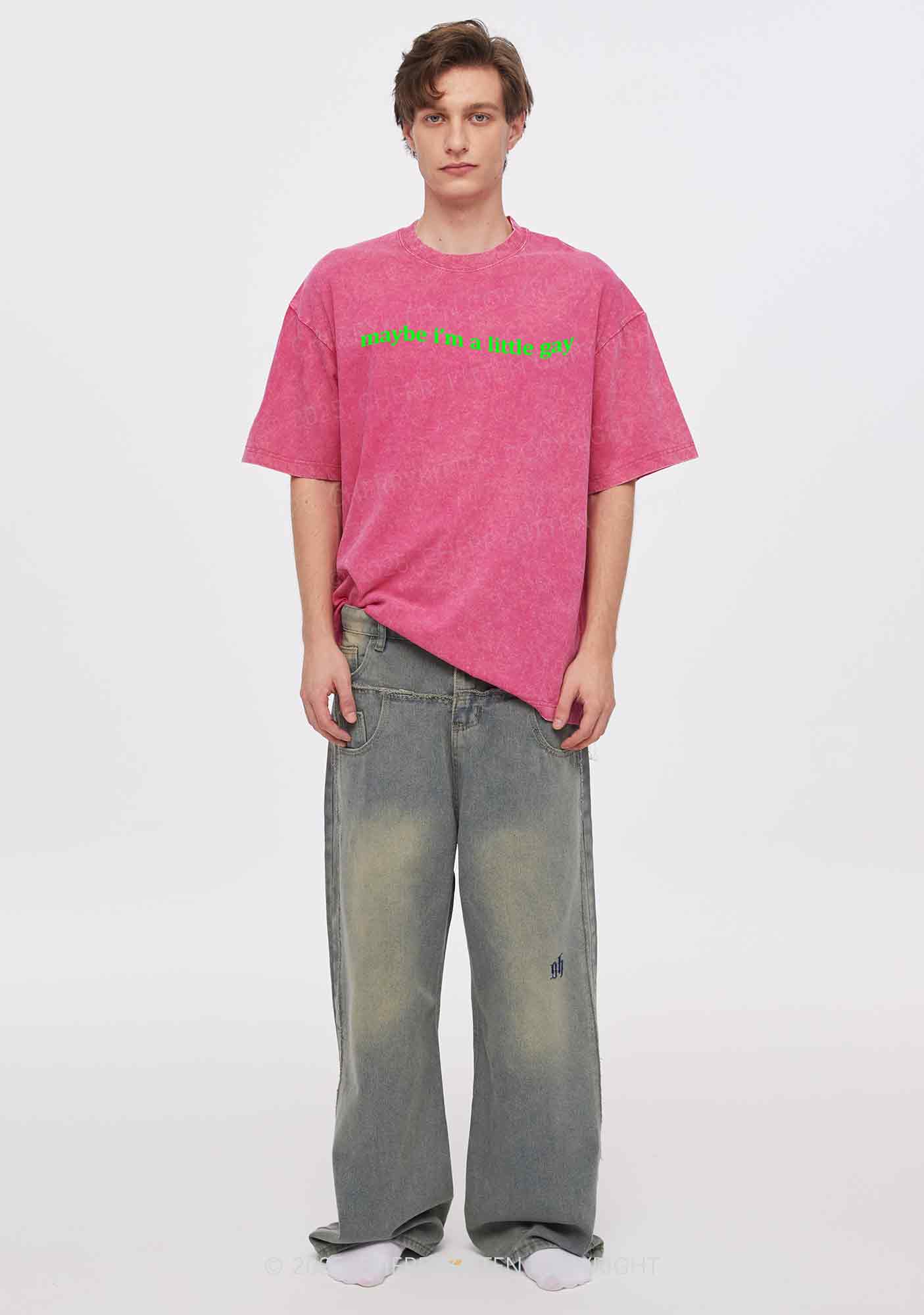 Maybe Im A Little Gay Y2K Washed Tee Cherrykitten - Image 2