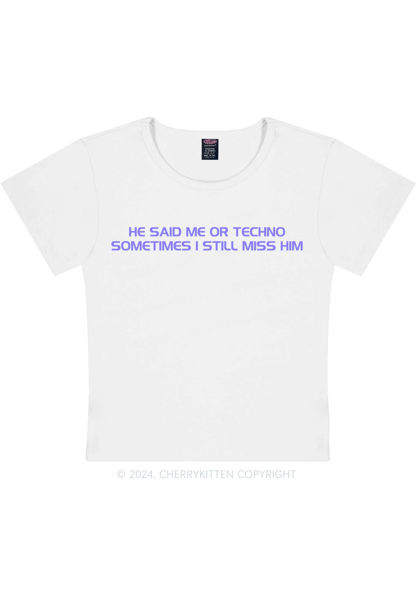 Me Or Techno Y2K Baby Tee Cherrykitten - Image 3