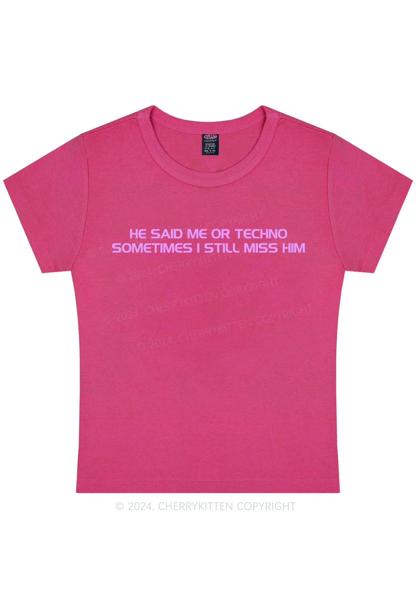 Me Or Techno Y2K Baby Tee Cherrykitten - Image 5