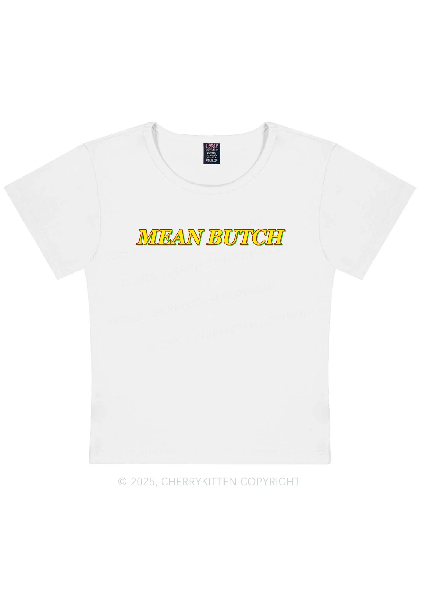 Mean Butch Pride Y2K Baby Tee Cherrykitten - Image 4