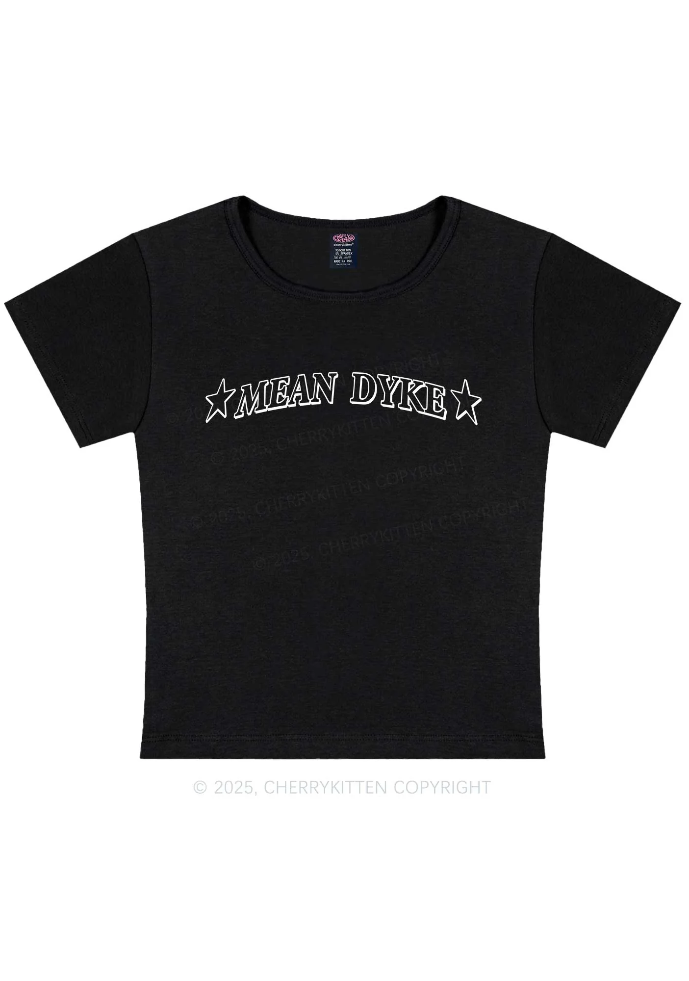 Mean Dyke Pride Y2K Baby Tee Cherrykitten - Image 4