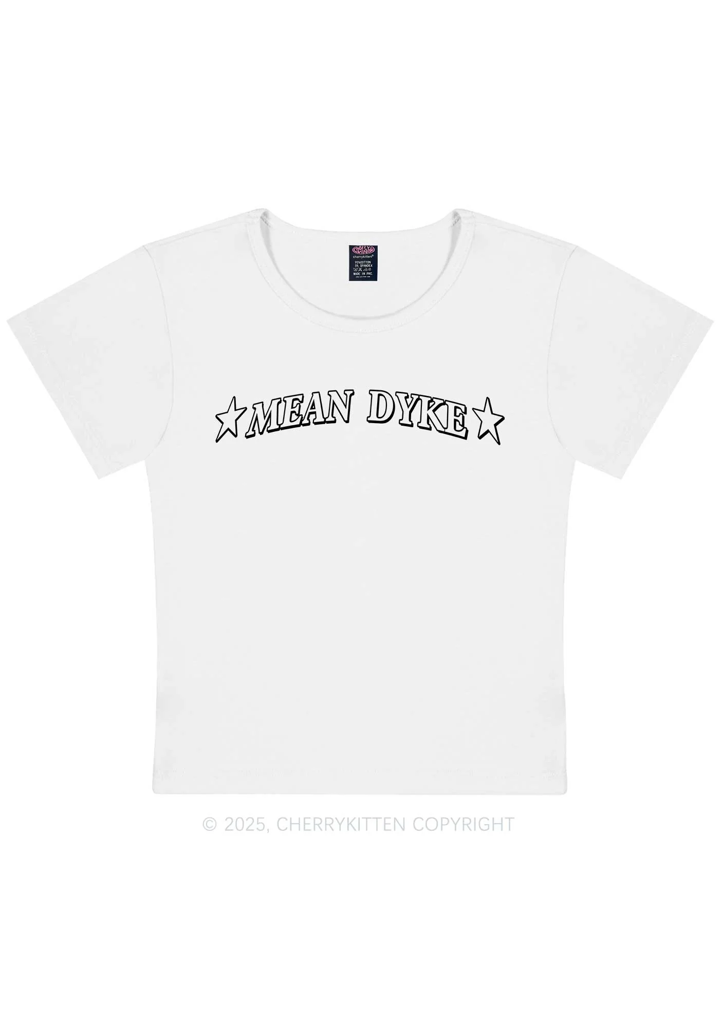 Mean Dyke Pride Y2K Baby Tee Cherrykitten - Image 5
