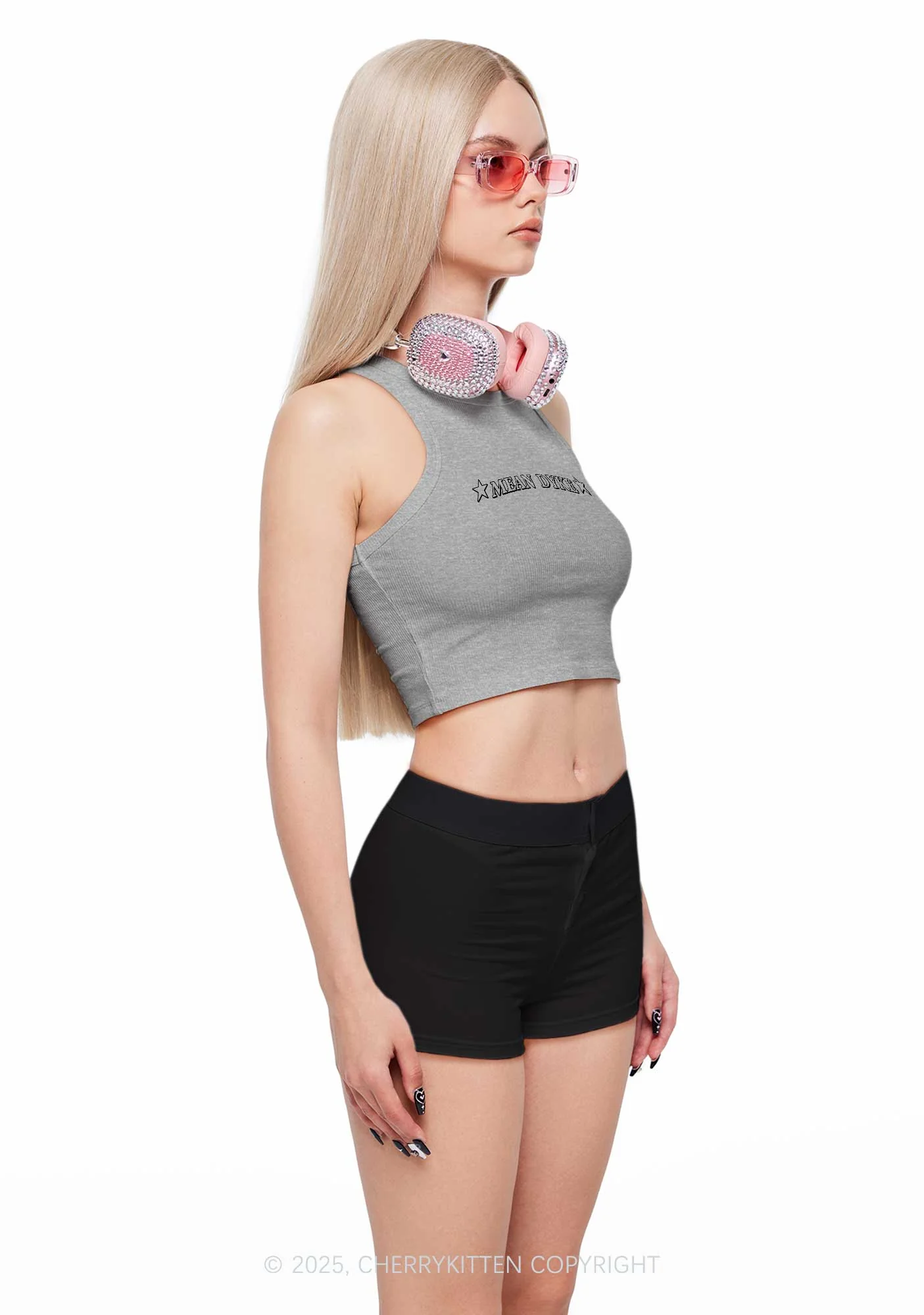 Mean Dyke Pride Y2K Crop Tank Top Cherrykitten - Image 2