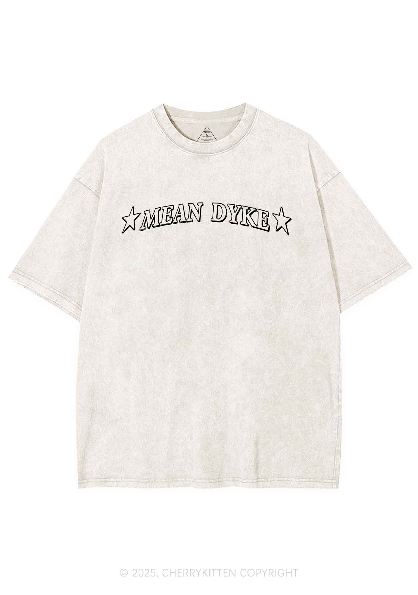 Mean Dyke Pride Y2K Shirts Washed Tee Cherrykitten - Image 3