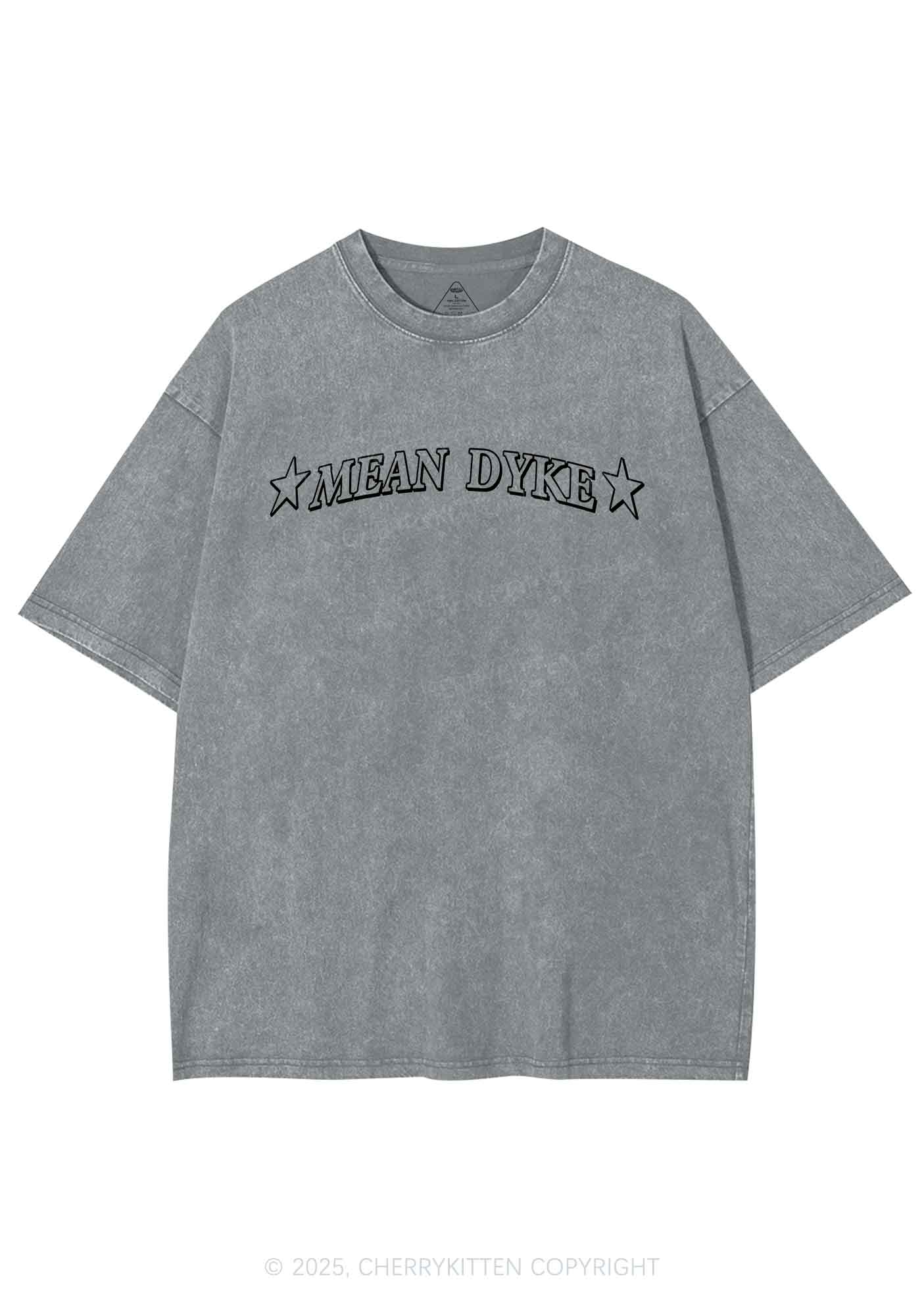 Mean Dyke Pride Y2K Shirts Washed Tee Cherrykitten - Image 8